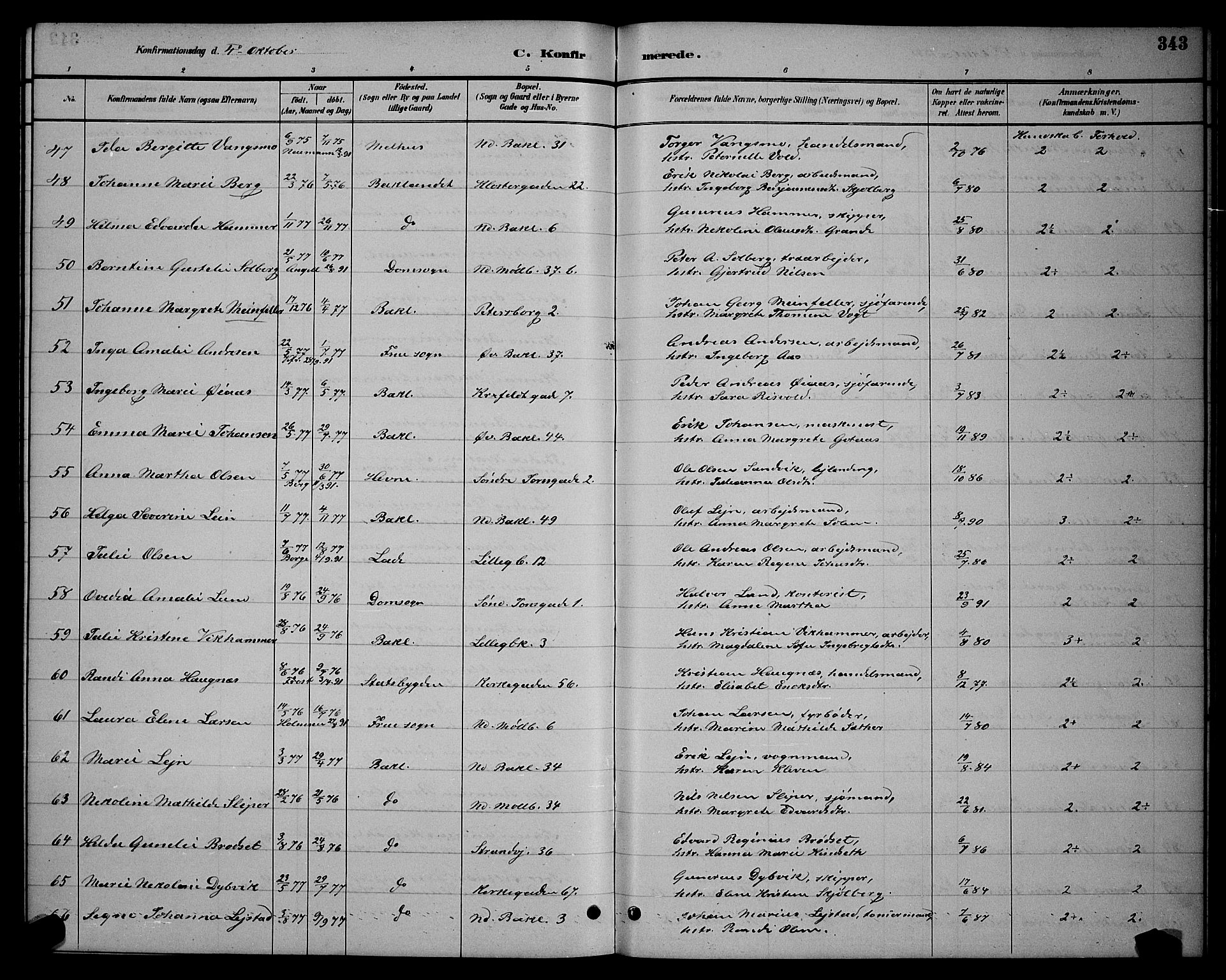 Ministerialprotokoller, klokkerbøker og fødselsregistre - Sør-Trøndelag, SAT/A-1456/604/L0222: Klokkerbok nr. 604C05, 1886-1895, s. 343