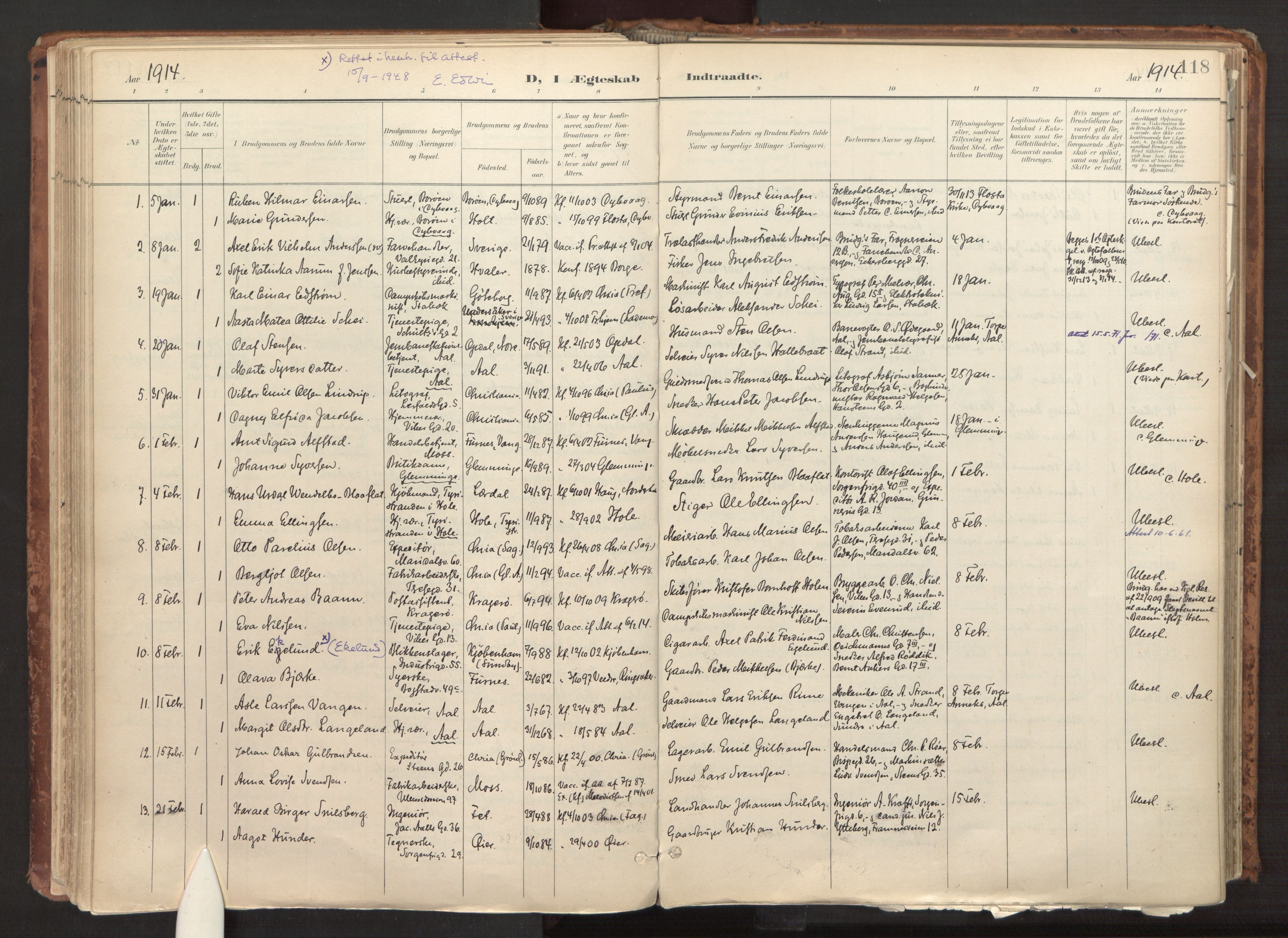 Fagerborg prestekontor Kirkebøker, AV/SAO-A-10844/F/Fa/L0003: Ministerialbok nr. 3, 1898-1916, s. 118