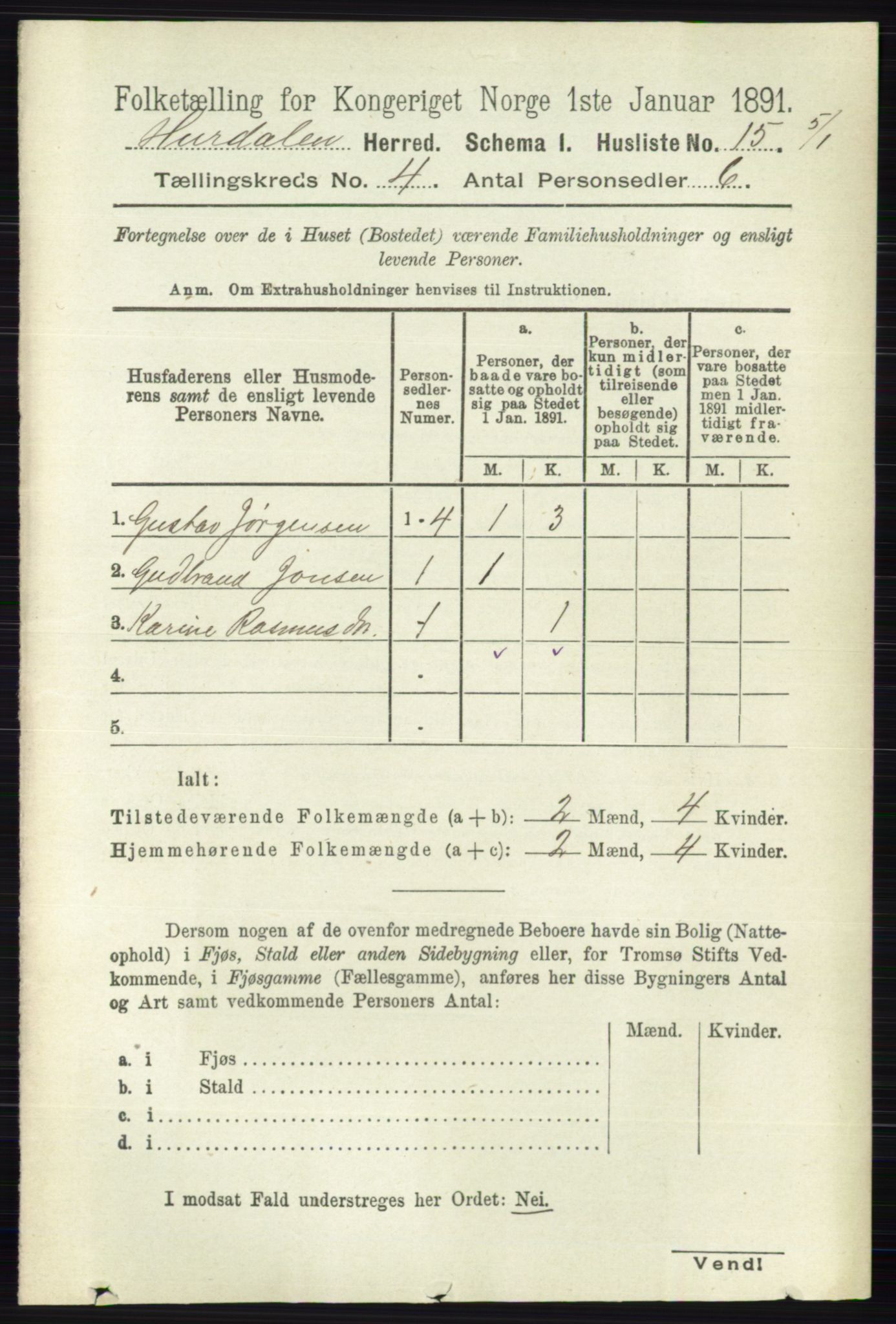 RA, Folketelling 1891 for 0239 Hurdal herred, 1891, s. 1338