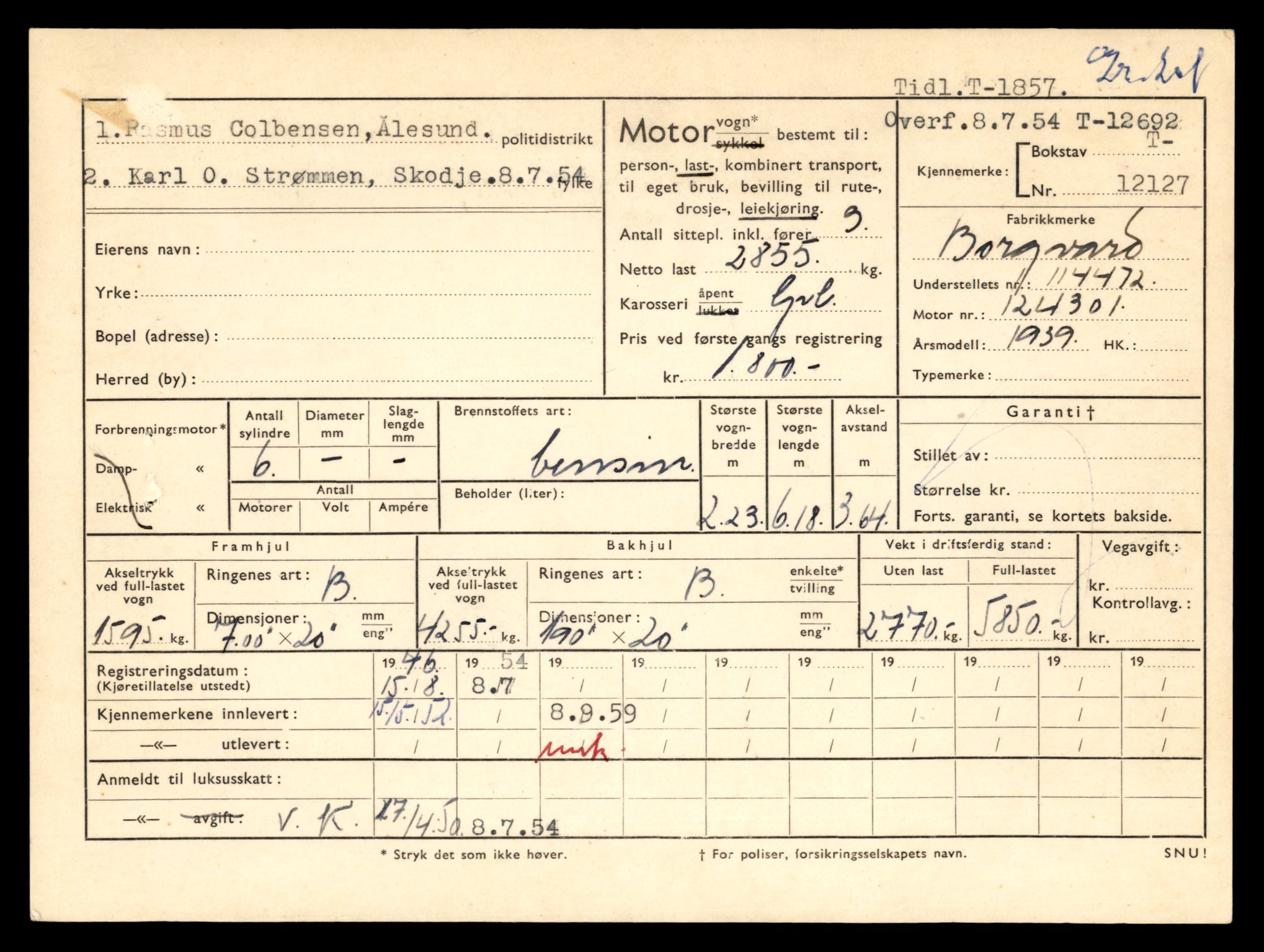Møre og Romsdal vegkontor - Ålesund trafikkstasjon, AV/SAT-A-4099/F/Fe/L0035: Registreringskort for kjøretøy T 12653 - T 12829, 1927-1998, s. 735