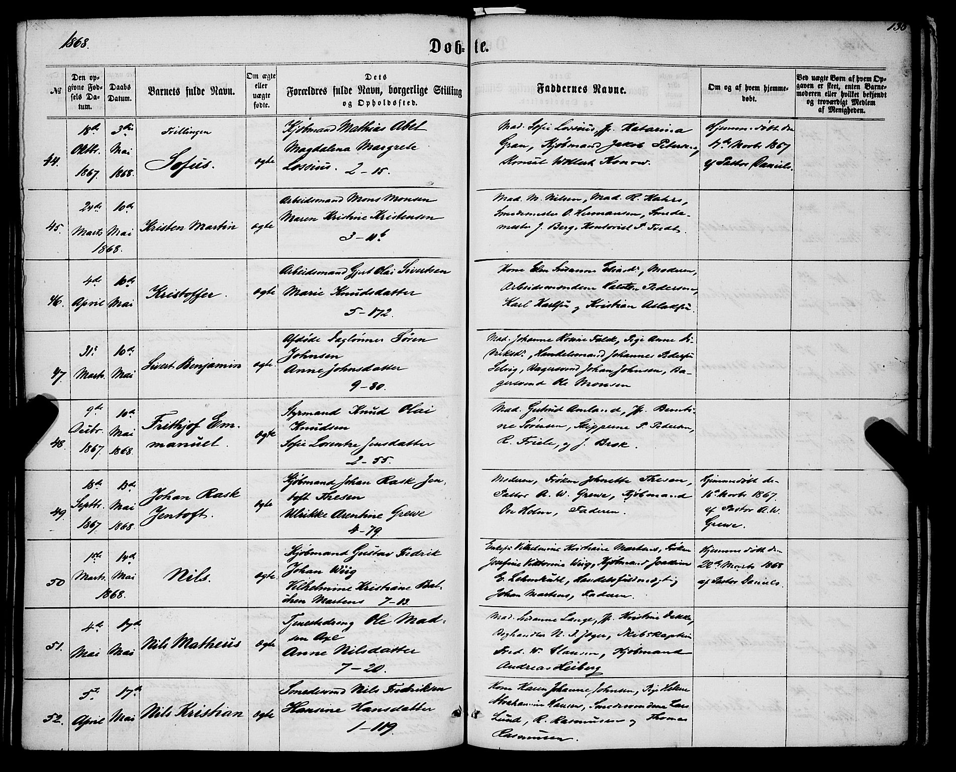 Nykirken Sokneprestembete, AV/SAB-A-77101/H/Haa/L0015: Ministerialbok nr. B 2, 1858-1869, s. 135