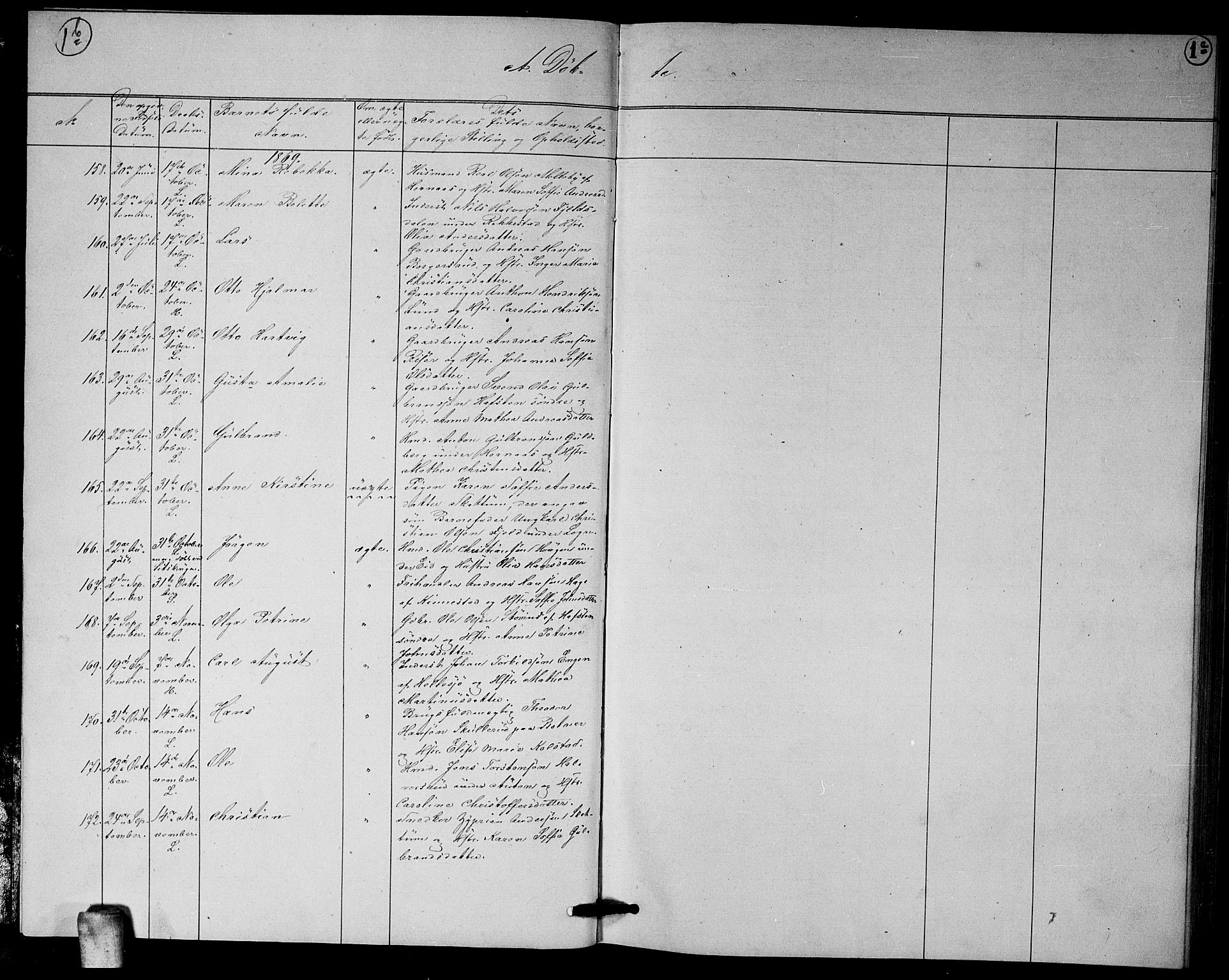 Høland prestekontor Kirkebøker, AV/SAO-A-10346a/G/Ga/L0006: Klokkerbok nr. I 6, 1869-1879, s. 1b-1c