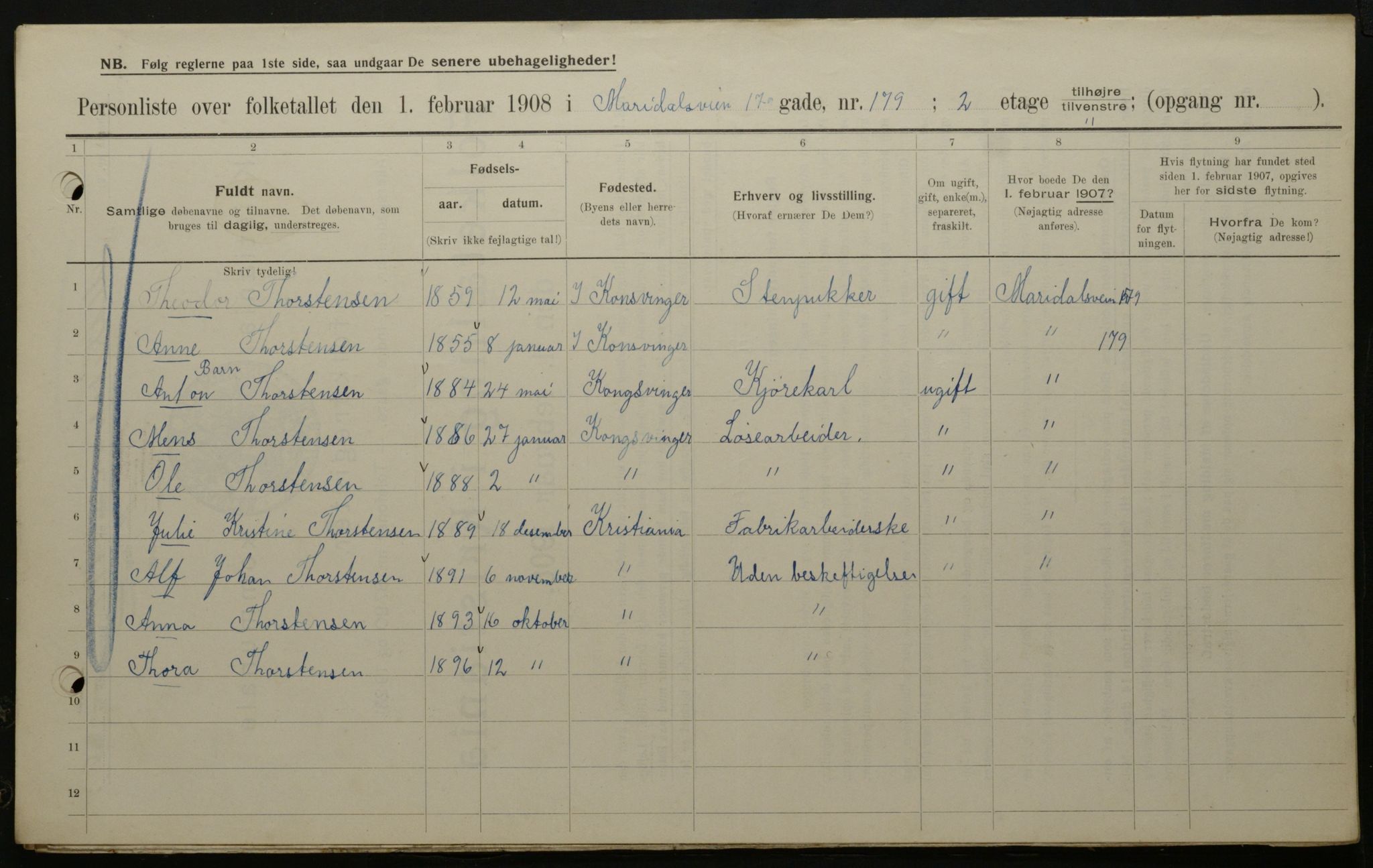 OBA, Kommunal folketelling 1.2.1908 for Kristiania kjøpstad, 1908, s. 55987