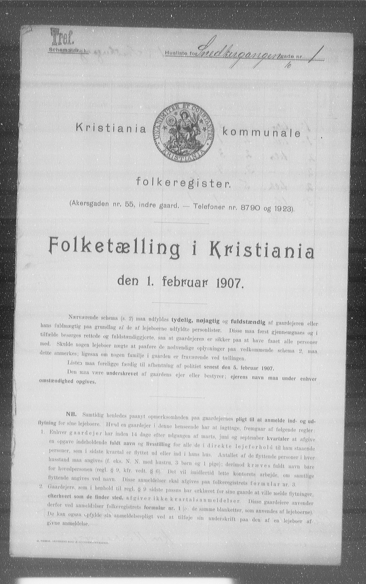 OBA, Kommunal folketelling 1.2.1907 for Kristiania kjøpstad, 1907, s. 49976