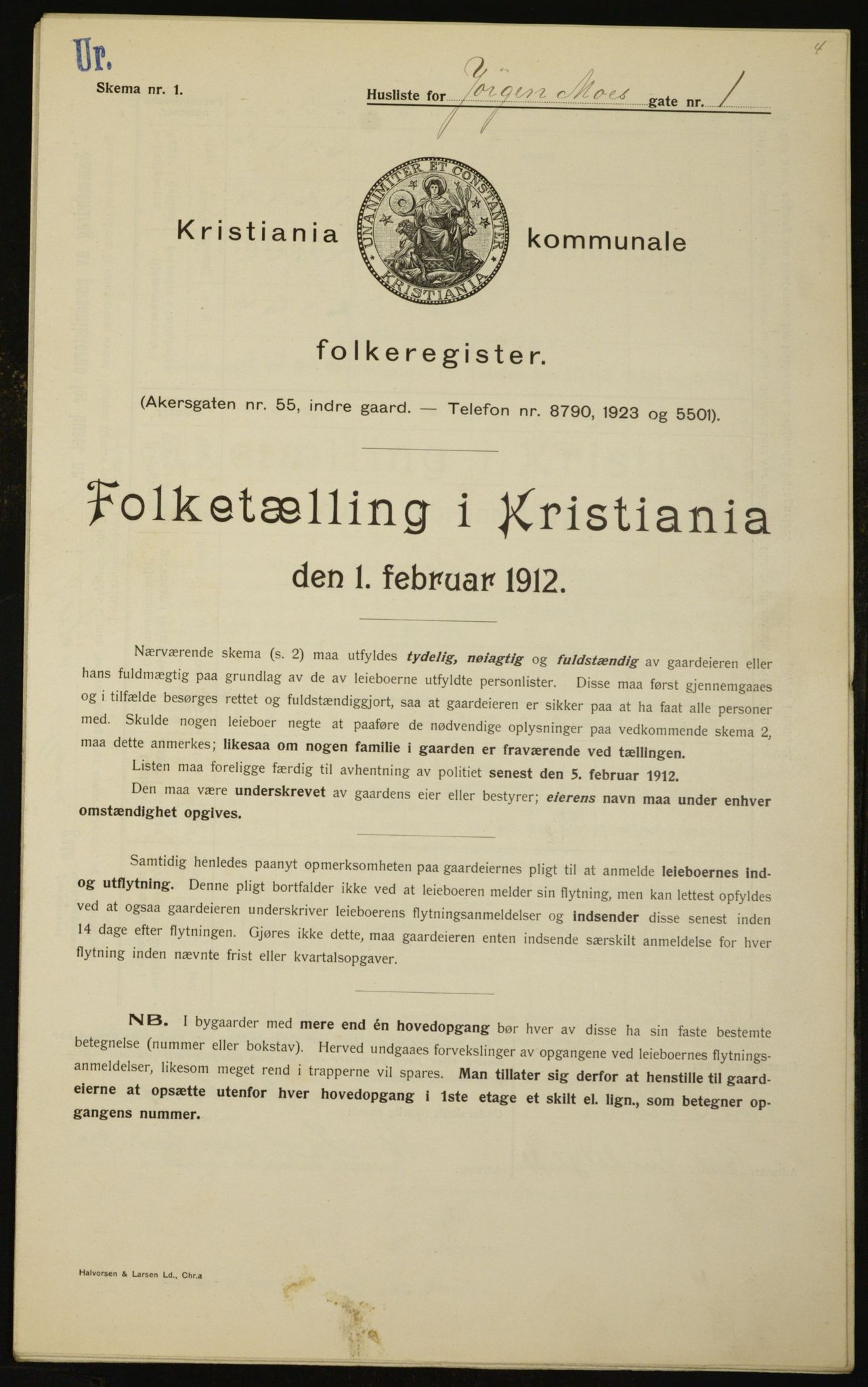 OBA, Kommunal folketelling 1.2.1912 for Kristiania, 1912, s. 48007