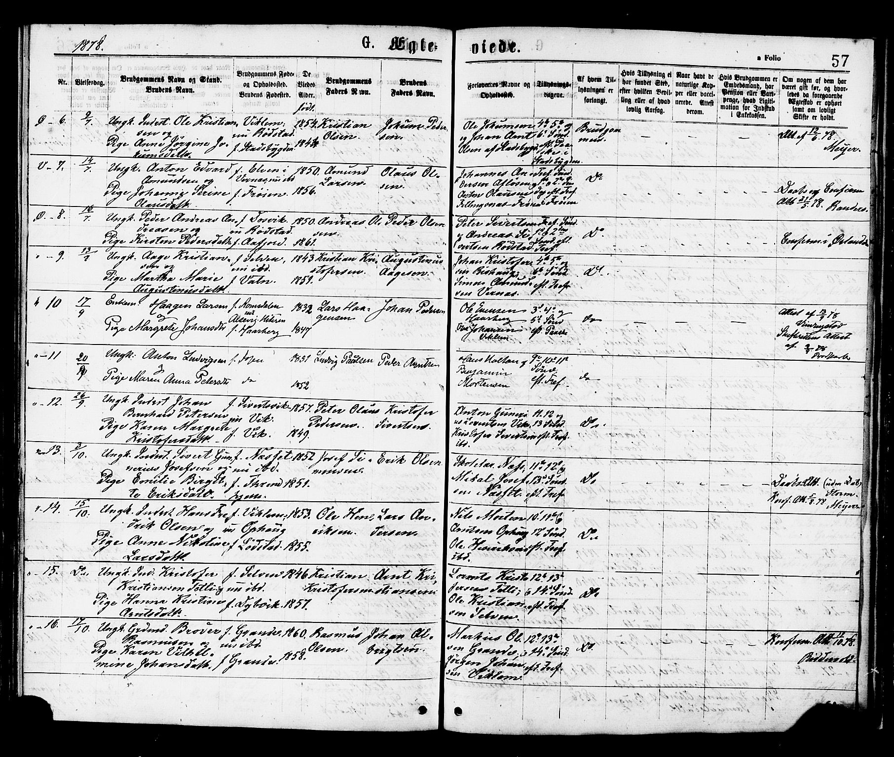 Ministerialprotokoller, klokkerbøker og fødselsregistre - Sør-Trøndelag, AV/SAT-A-1456/659/L0738: Ministerialbok nr. 659A08, 1876-1878, s. 57