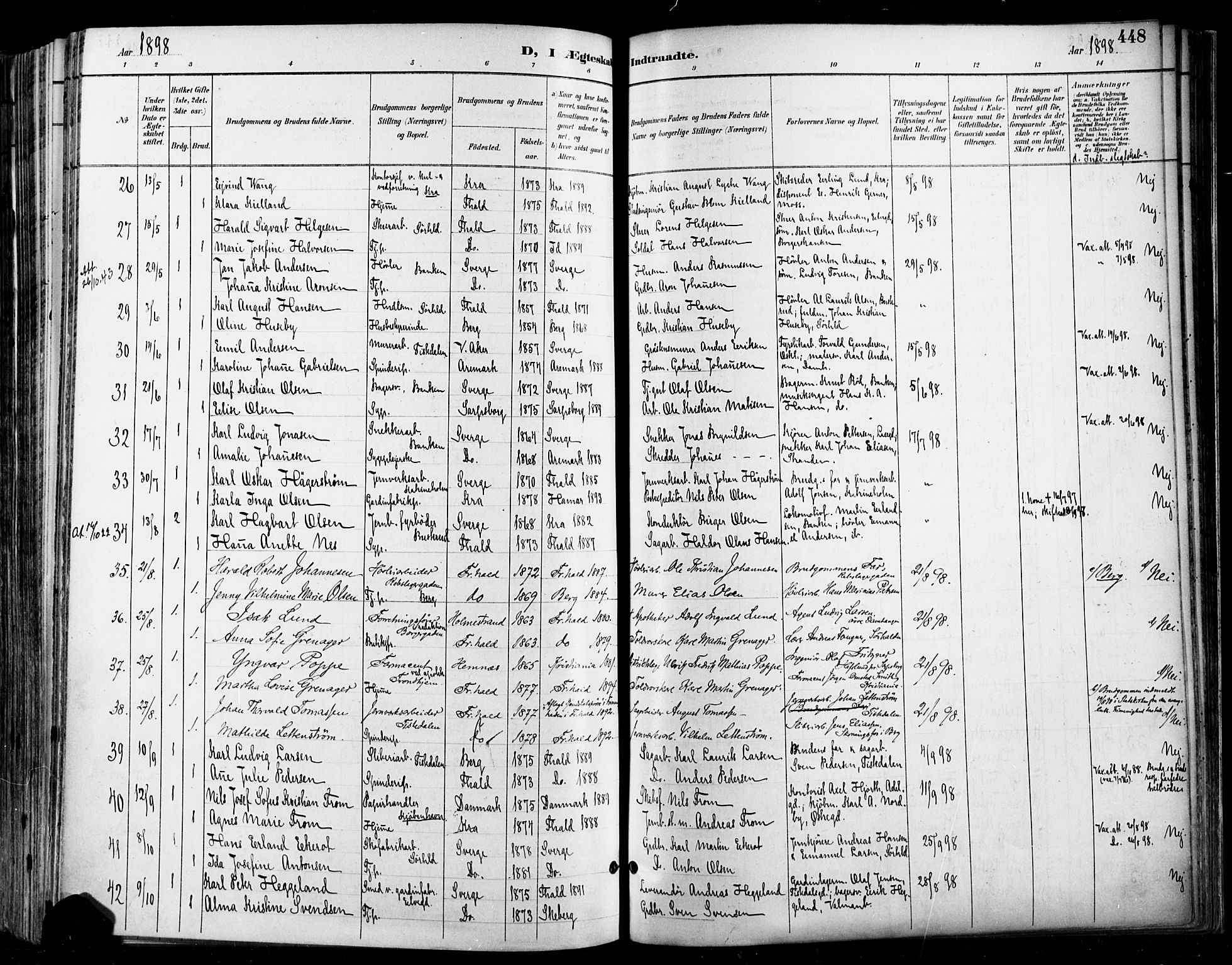 Halden prestekontor Kirkebøker, SAO/A-10909/F/Fa/L0013: Ministerialbok nr. I 13, 1890-1906, s. 448