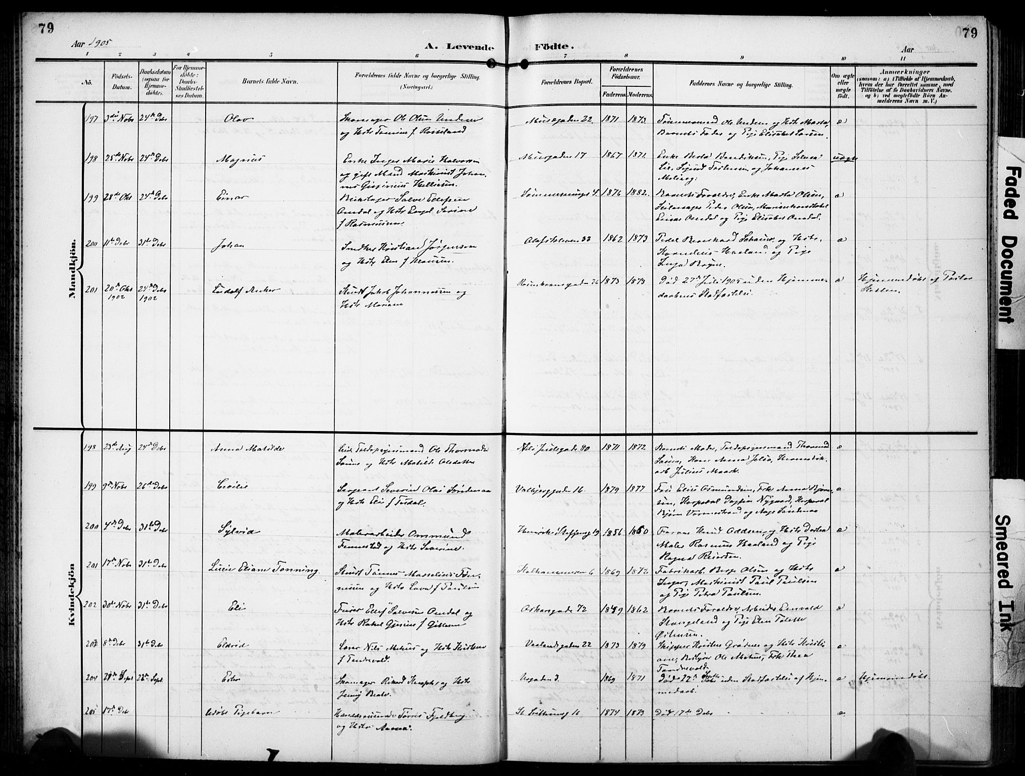 Domkirken sokneprestkontor, SAST/A-101812/001/30/30BB/L0018: Klokkerbok nr. B 18, 1903-1915, s. 79