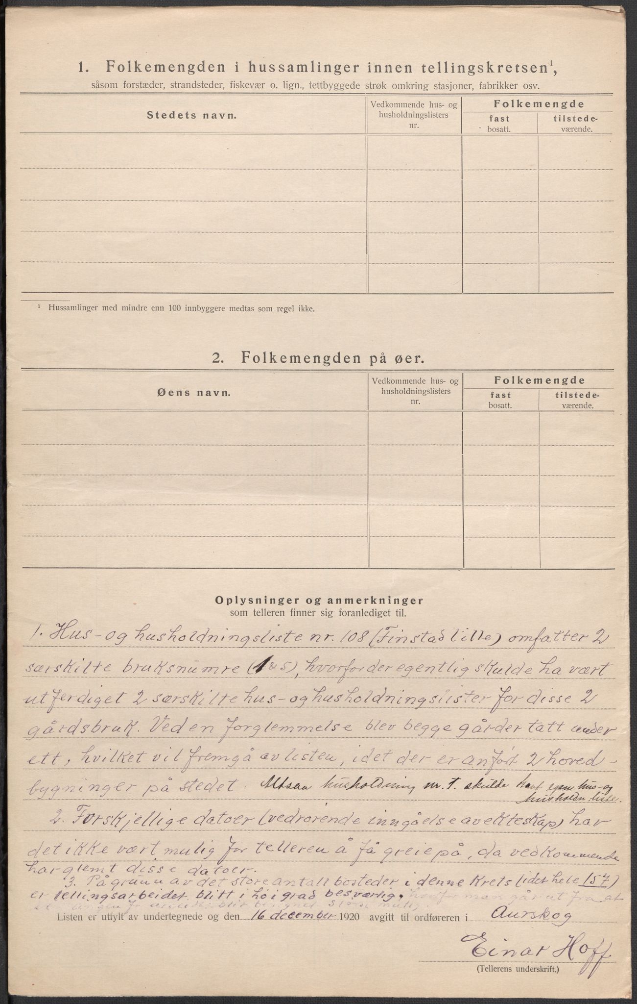 SAO, Folketelling 1920 for 0224 Aurskog herred, 1920, s. 22