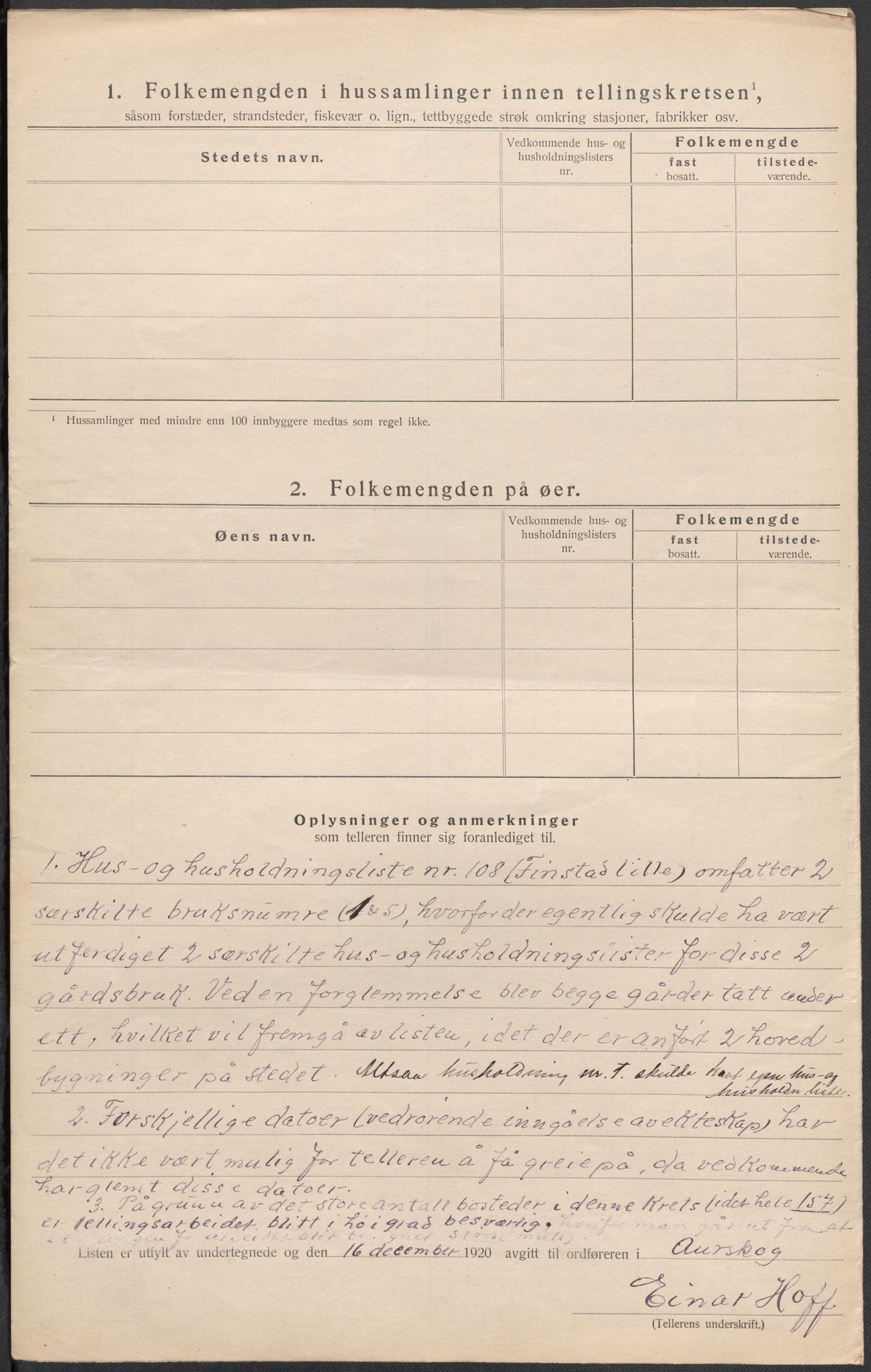 SAO, Folketelling 1920 for 0224 Aurskog herred, 1920, s. 22