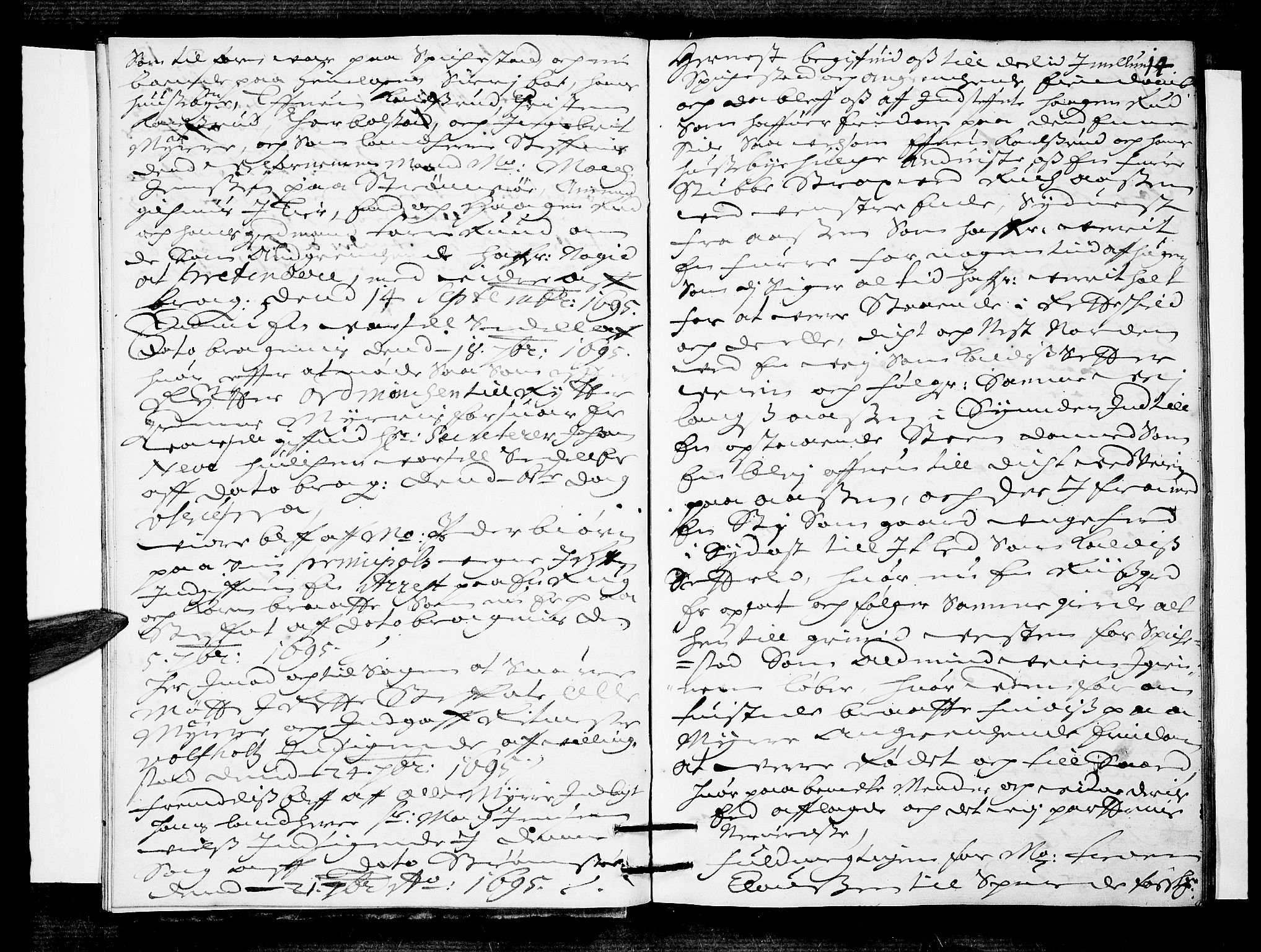Lier, Røyken og Hurum sorenskriveri, AV/SAKO-A-89/F/Fa/L0036: Tingbok, 1695-1696, s. 14