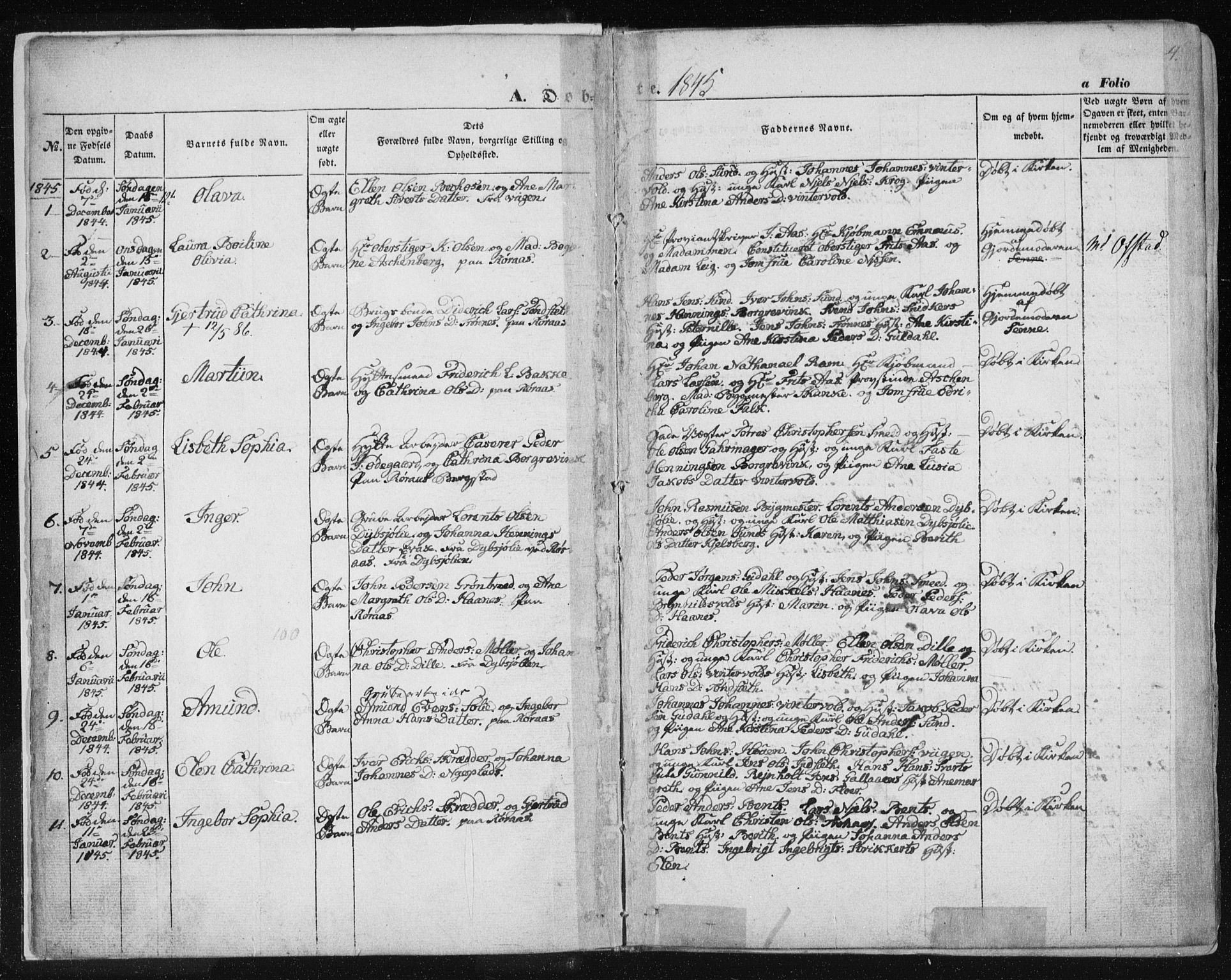 Ministerialprotokoller, klokkerbøker og fødselsregistre - Sør-Trøndelag, AV/SAT-A-1456/681/L0931: Ministerialbok nr. 681A09, 1845-1859, s. 4