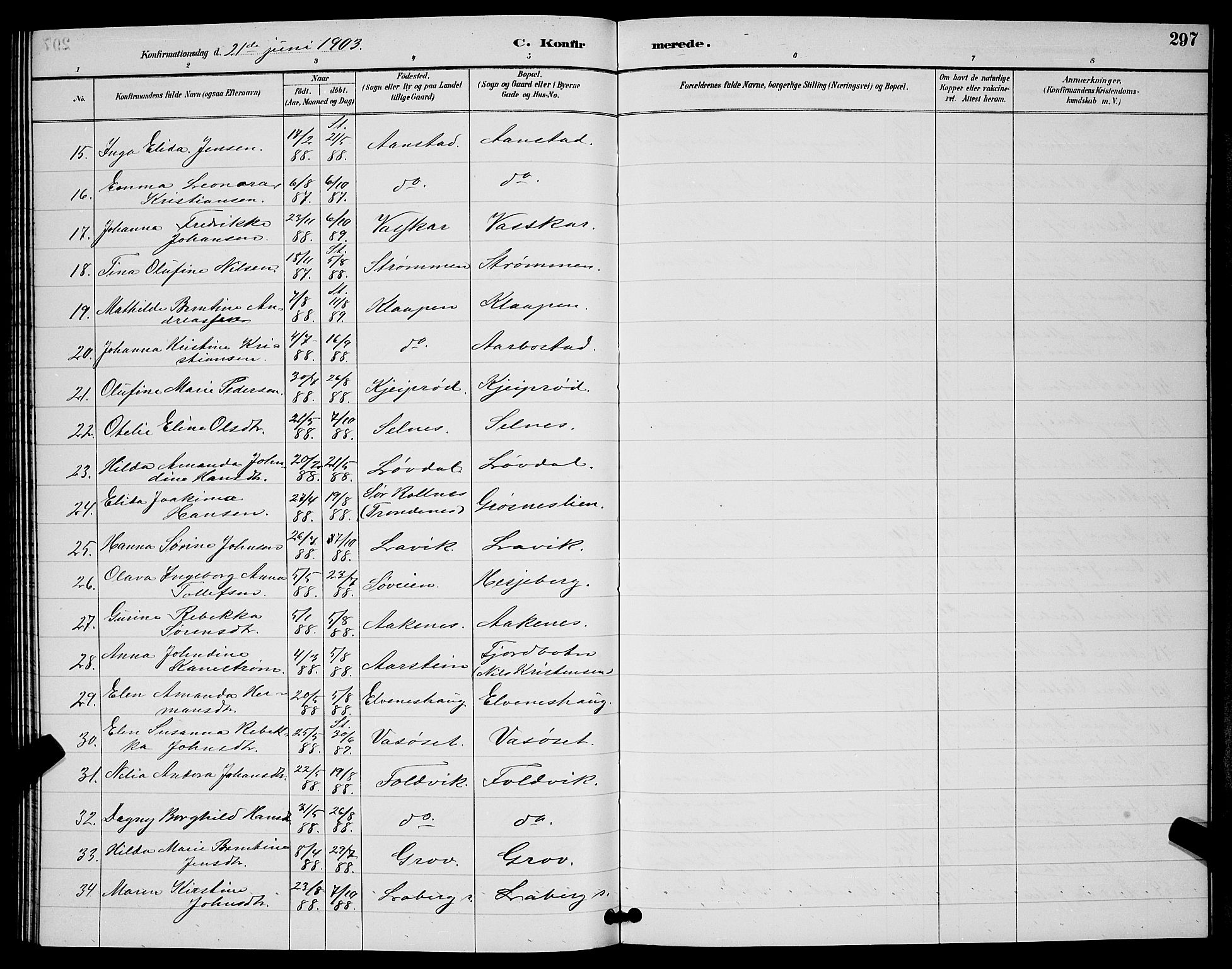 Ibestad sokneprestembete, AV/SATØ-S-0077/H/Ha/Hab/L0008klokker: Klokkerbok nr. 8, 1890-1903, s. 297