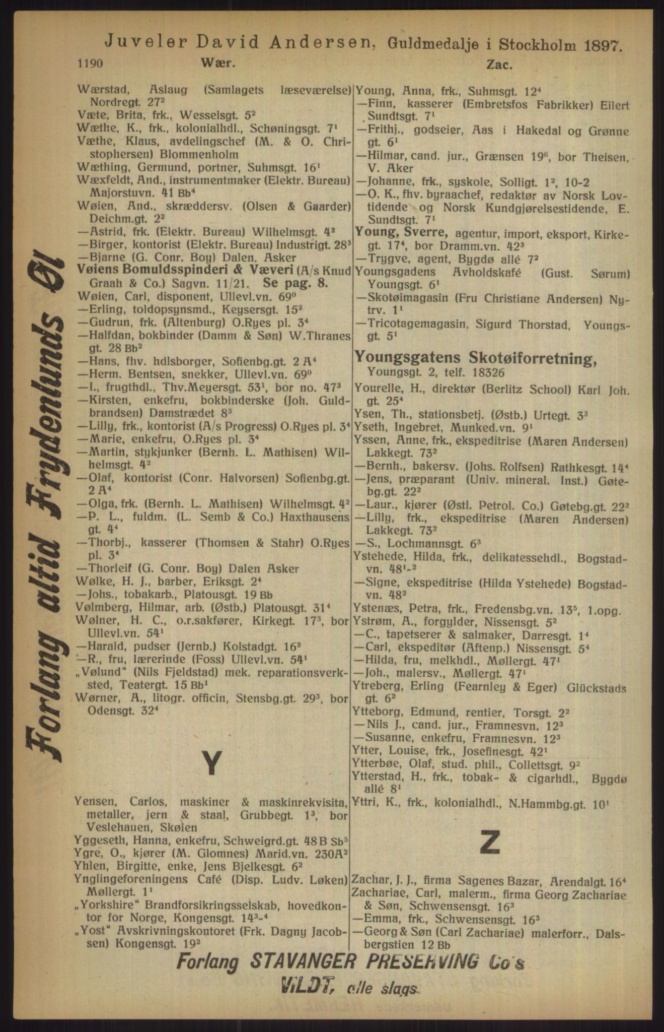 Kristiania/Oslo adressebok, PUBL/-, 1915, s. 1190