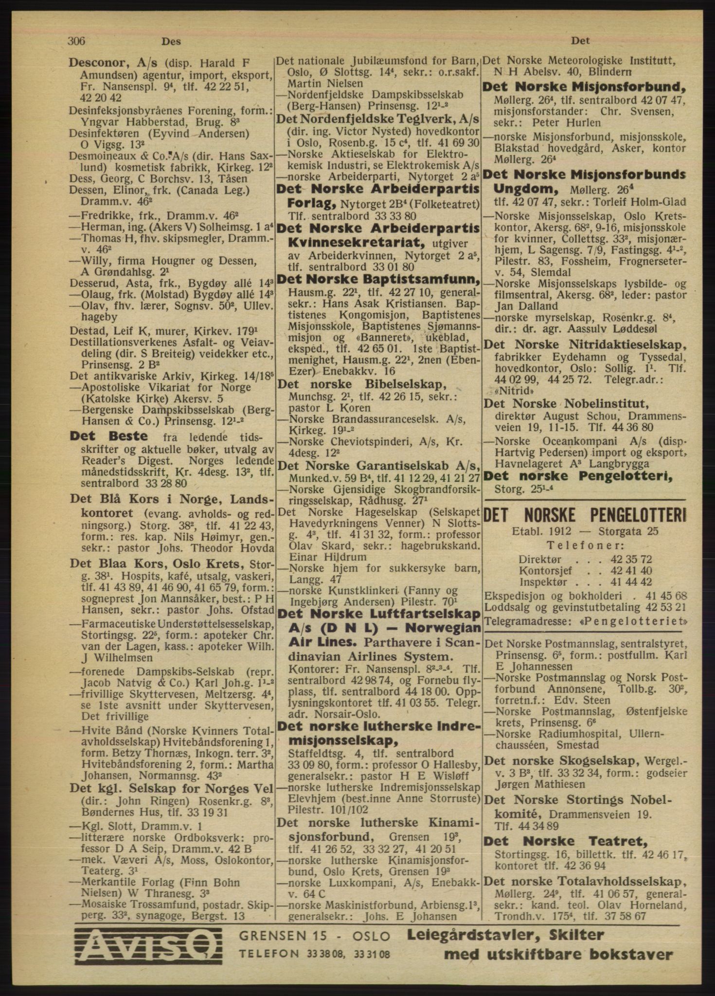 Kristiania/Oslo adressebok, PUBL/-, 1949, s. 306