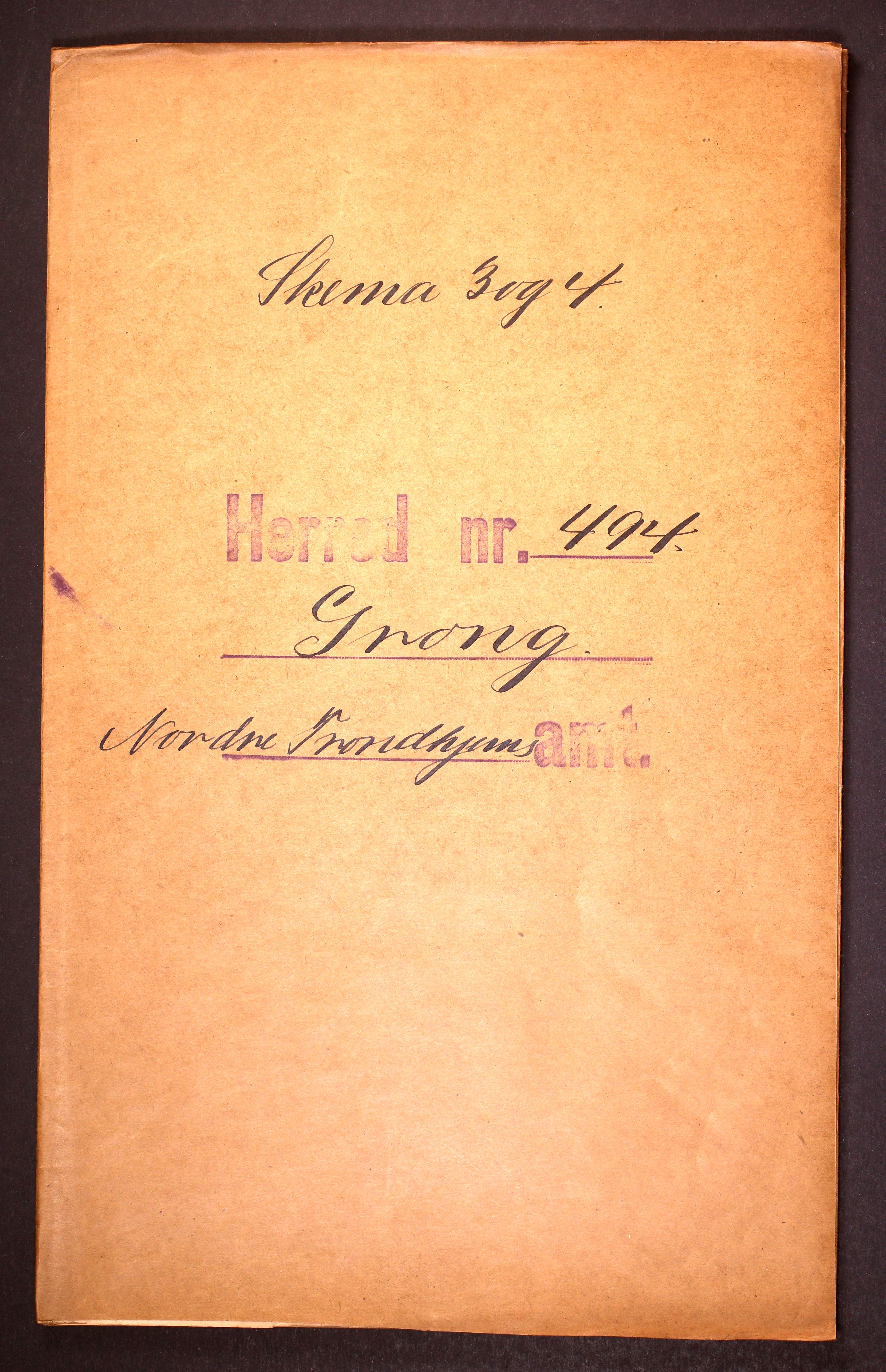 RA, Folketelling 1910 for 1742 Grong herred, 1910, s. 1