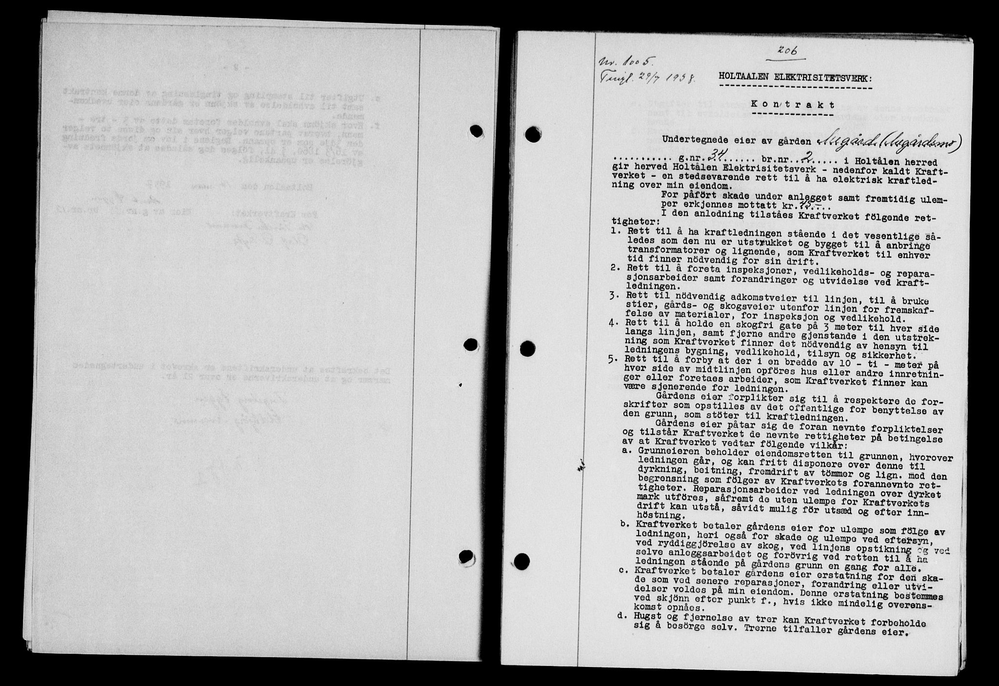 Gauldal sorenskriveri, SAT/A-0014/1/2/2C/L0049: Pantebok nr. 53, 1938-1938, Dagboknr: 1005/1938