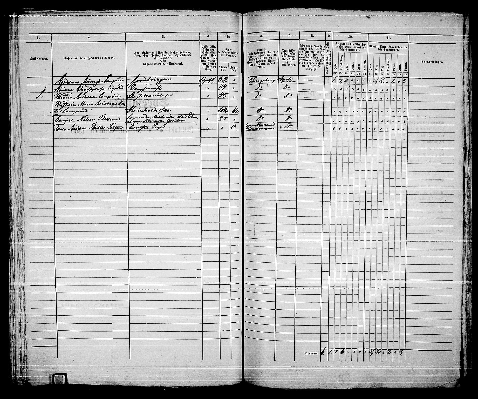 RA, Folketelling 1865 for 0604B Kongsberg prestegjeld, Kongsberg kjøpstad, 1865, s. 1395