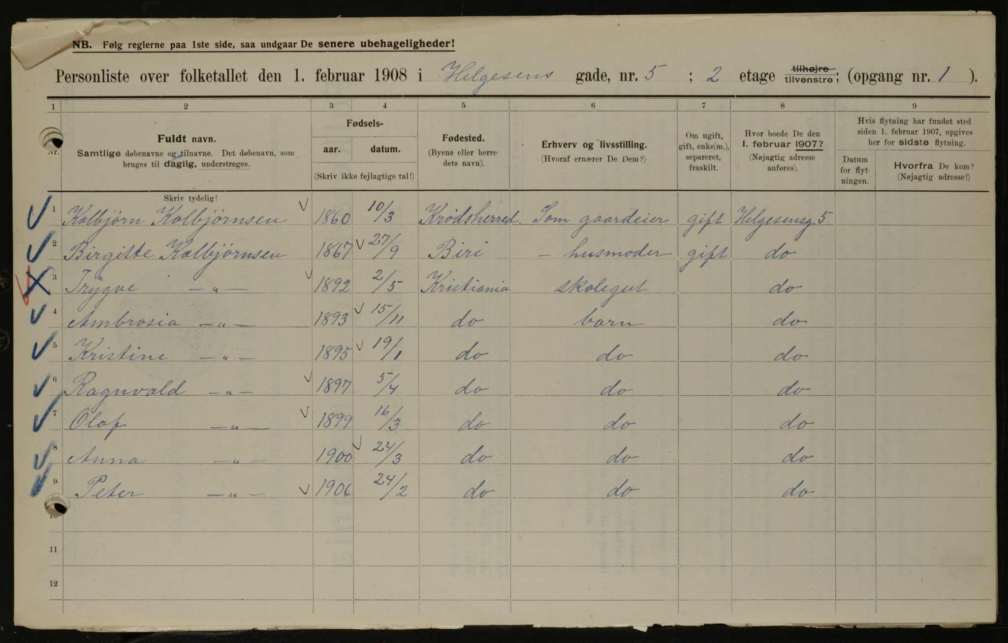 OBA, Kommunal folketelling 1.2.1908 for Kristiania kjøpstad, 1908, s. 33731