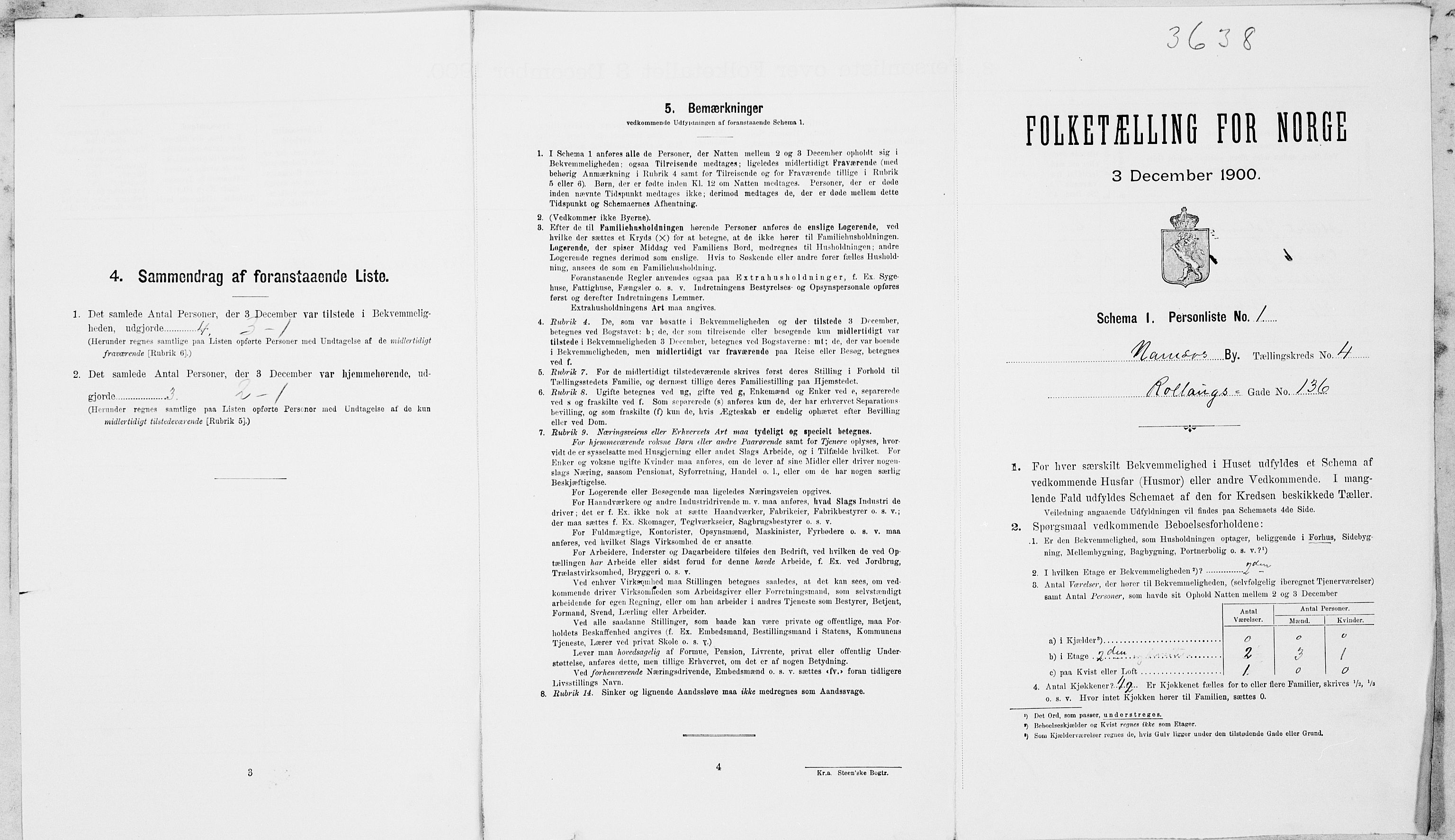 SAT, Folketelling 1900 for 1703 Namsos ladested, 1900, s. 736