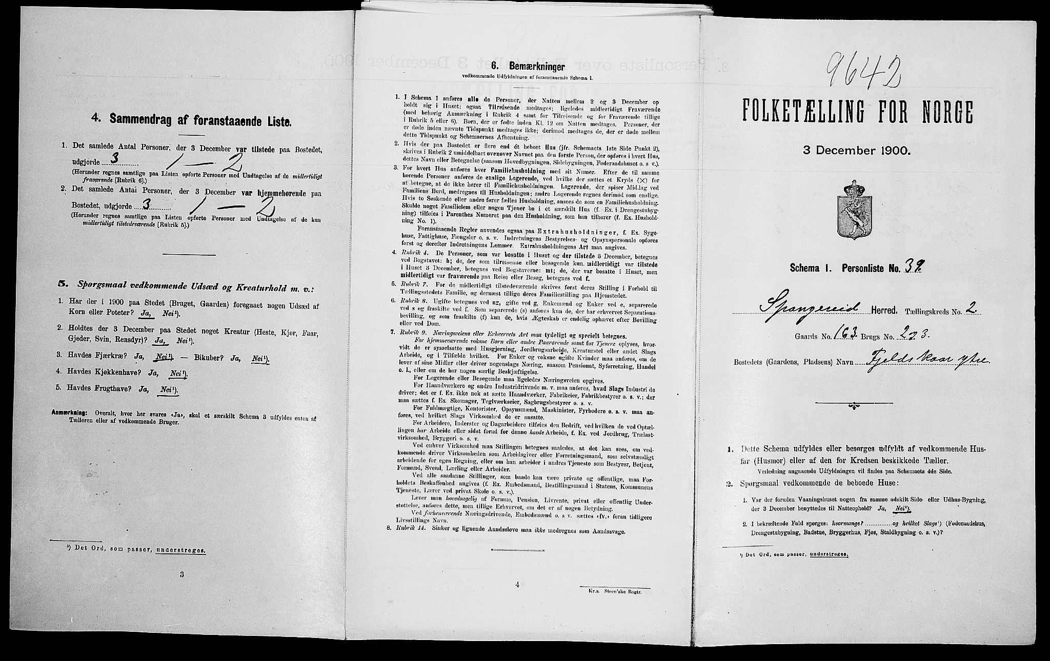 SAK, Folketelling 1900 for 1030 Spangereid herred, 1900, s. 346