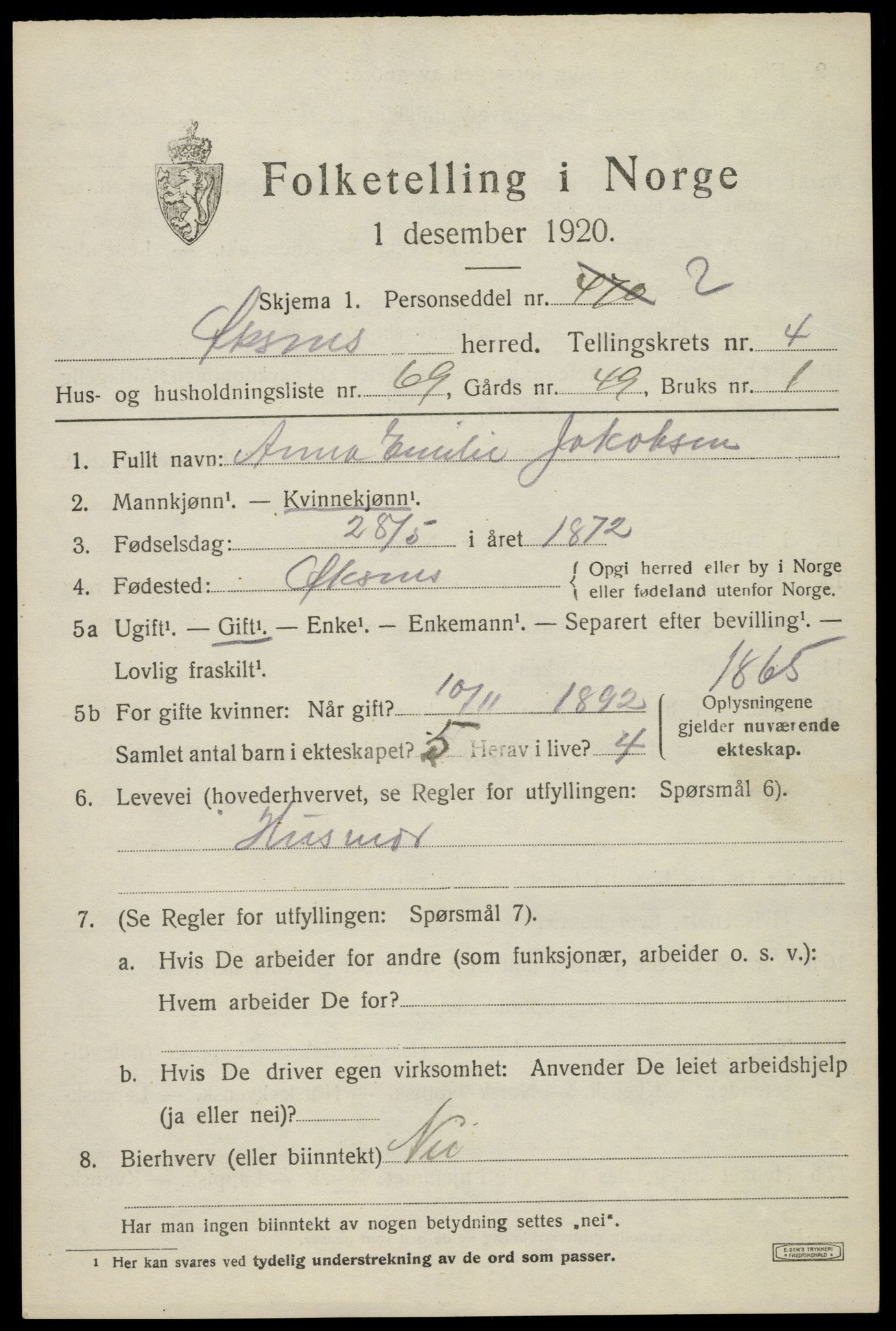 SAT, Folketelling 1920 for 1868 Øksnes herred, 1920, s. 3784