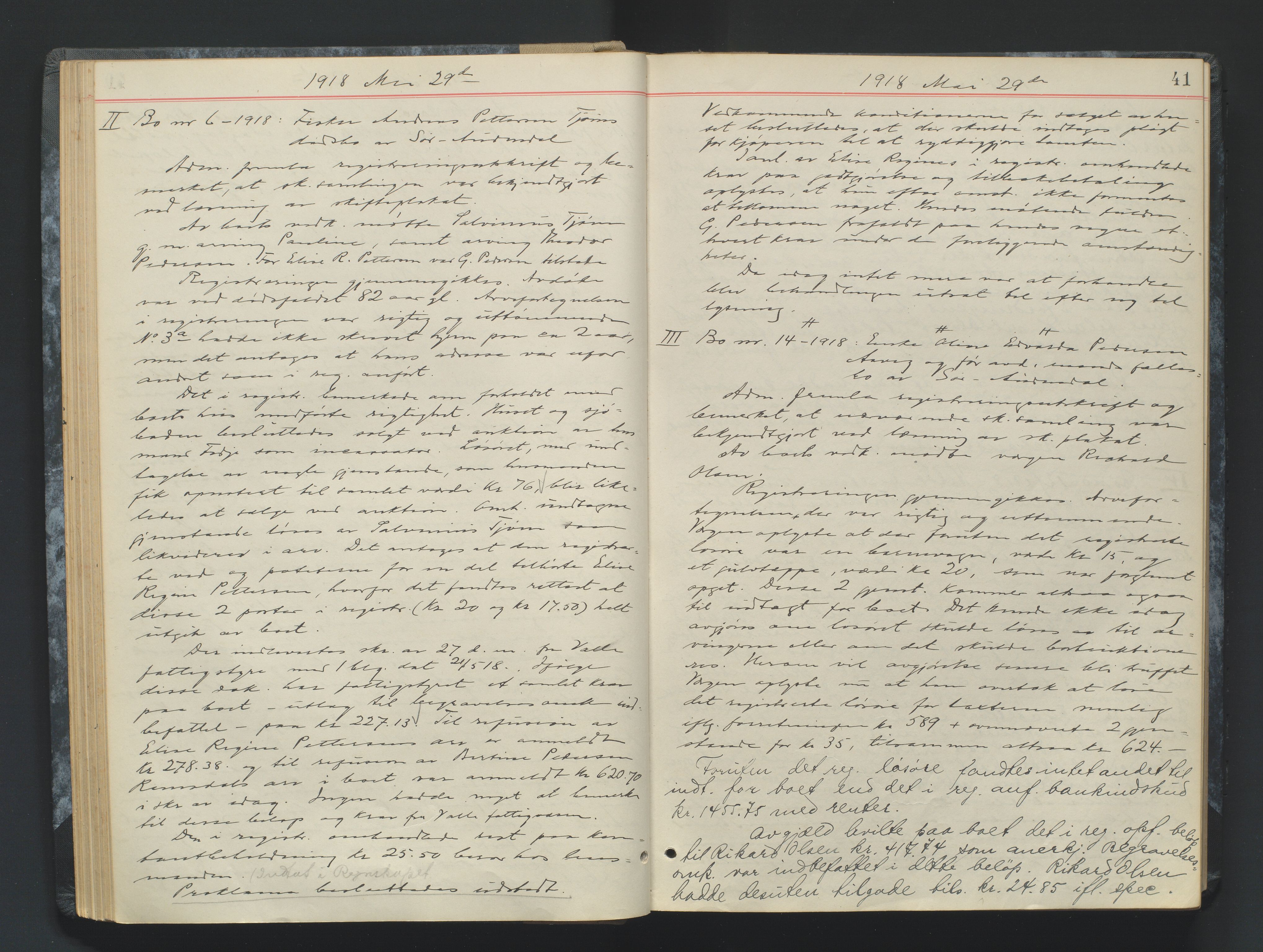 Mandal sorenskriveri, AV/SAK-1221-0005/001/H/Hc/L0083: Skifteforhandlingsprotokoll nr 15, 1917-1921, s. 41