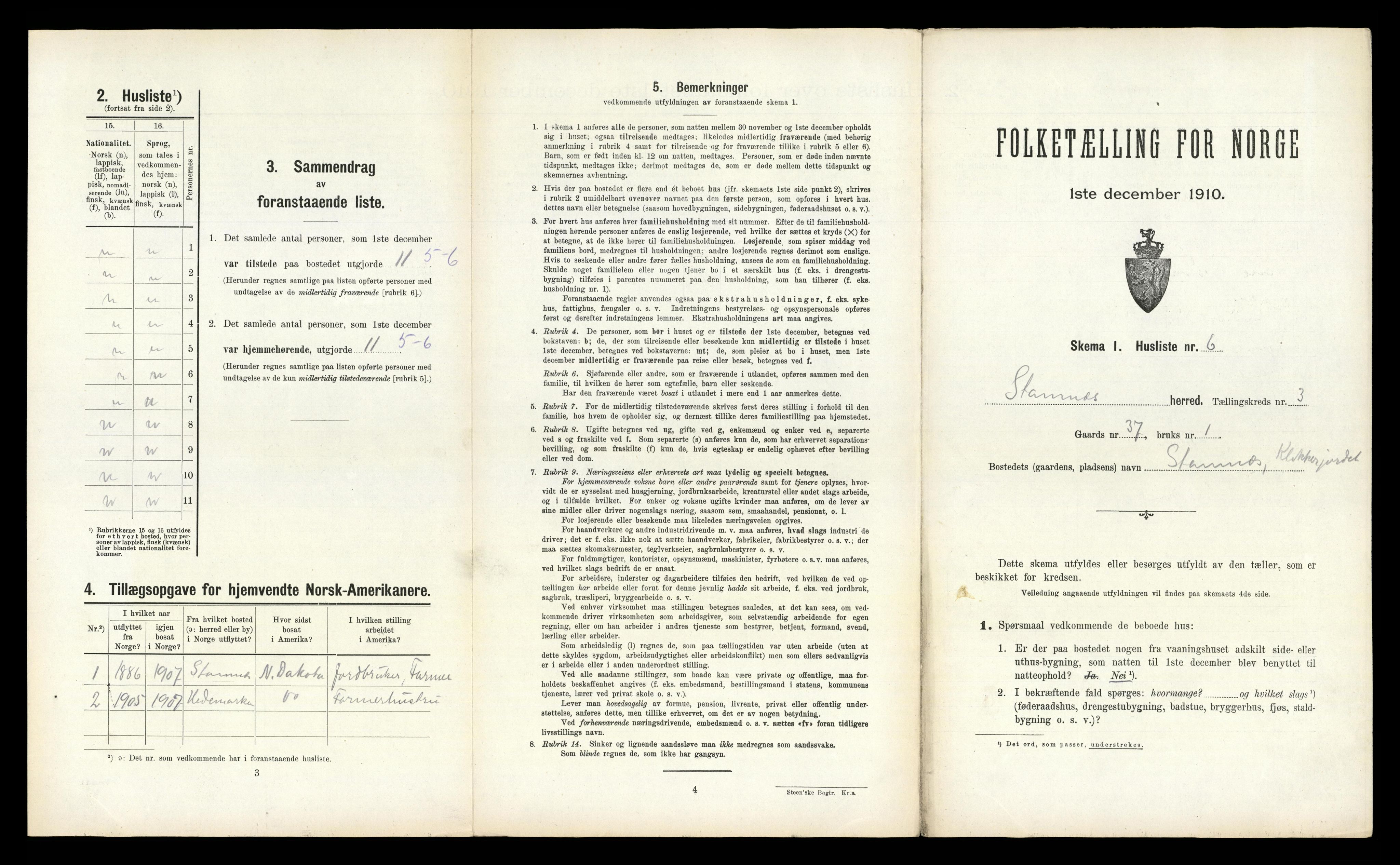 RA, Folketelling 1910 for 1821 Stamnes herred, 1910, s. 244