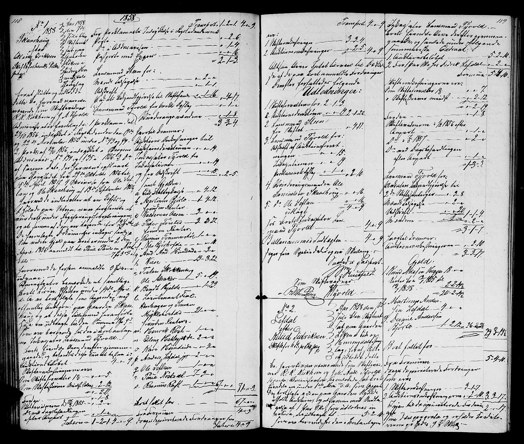 Nordfjord sorenskriveri, AV/SAB-A-2801/1/04/04d/L0002: Skifteutlodningsprotokoll, 1857-1862, s. 118-119