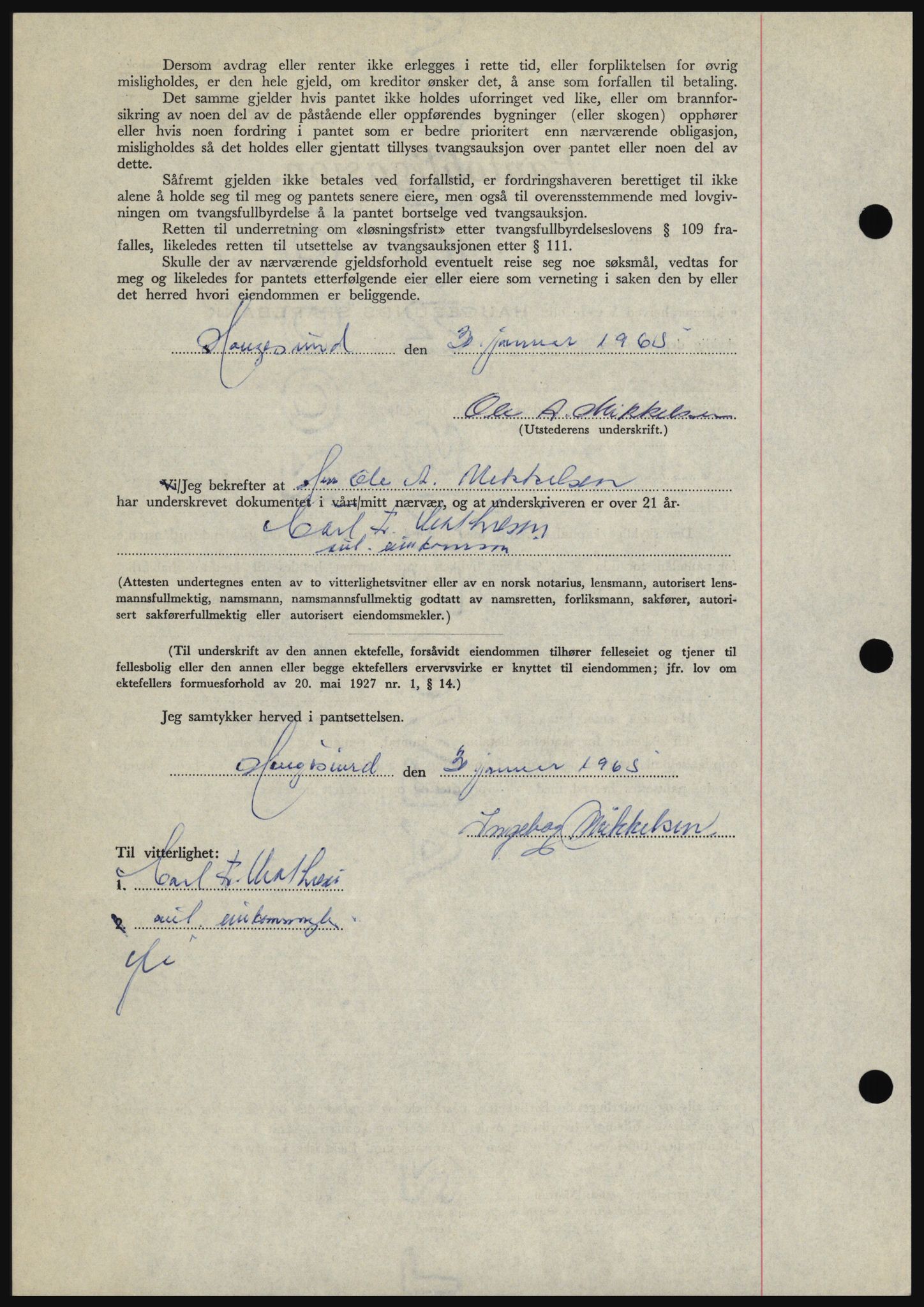 Haugesund tingrett, SAST/A-101415/01/II/IIC/L0053: Pantebok nr. B 53, 1965-1965, Dagboknr: 279/1965