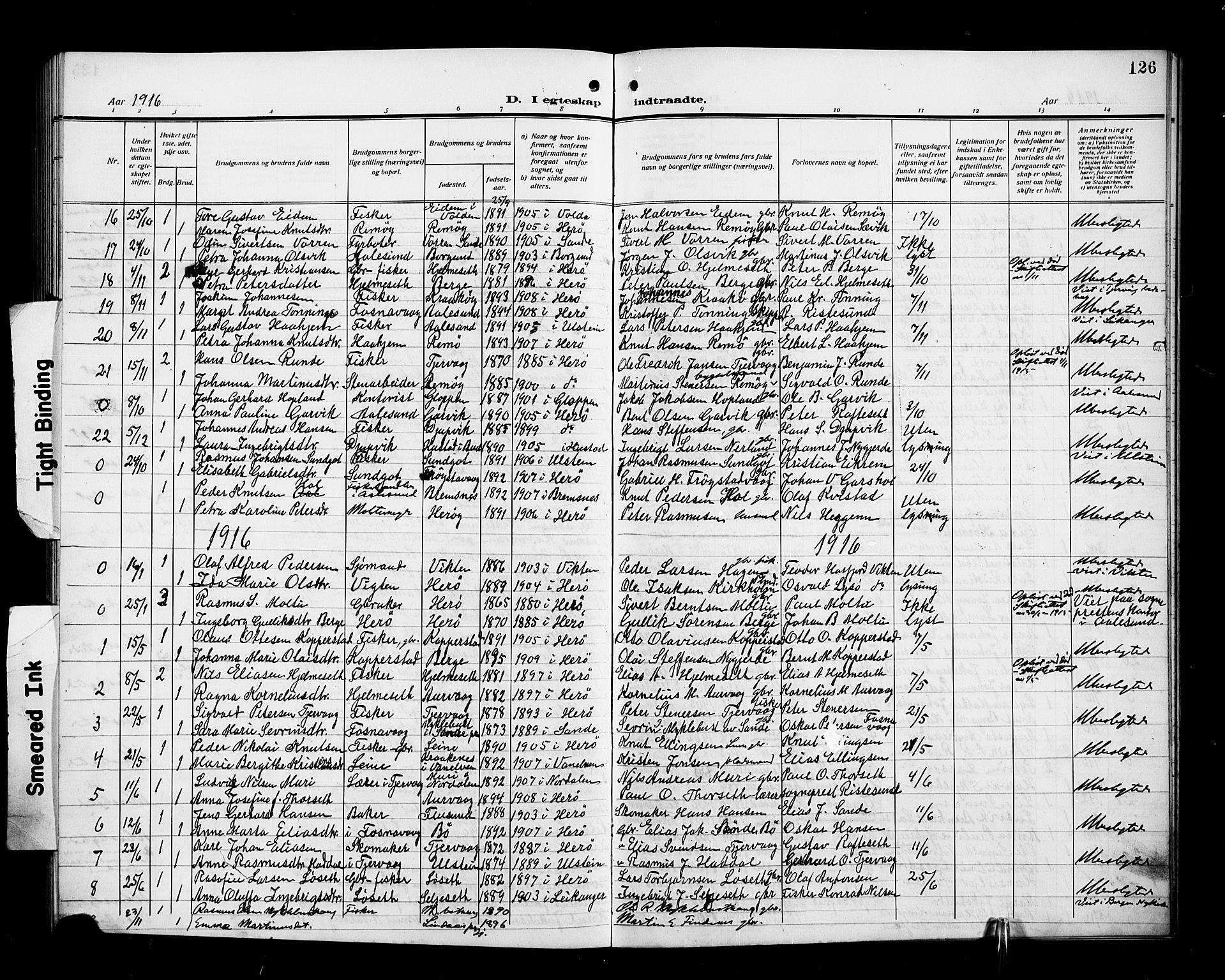 Ministerialprotokoller, klokkerbøker og fødselsregistre - Møre og Romsdal, SAT/A-1454/507/L0083: Klokkerbok nr. 507C06, 1912-1919, s. 126