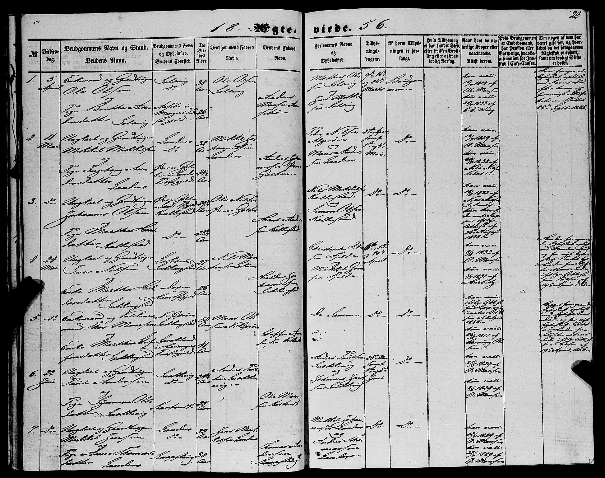 Fjell sokneprestembete, SAB/A-75301/H/Haa: Ministerialbok nr. A 6, 1849-1877, s. 23