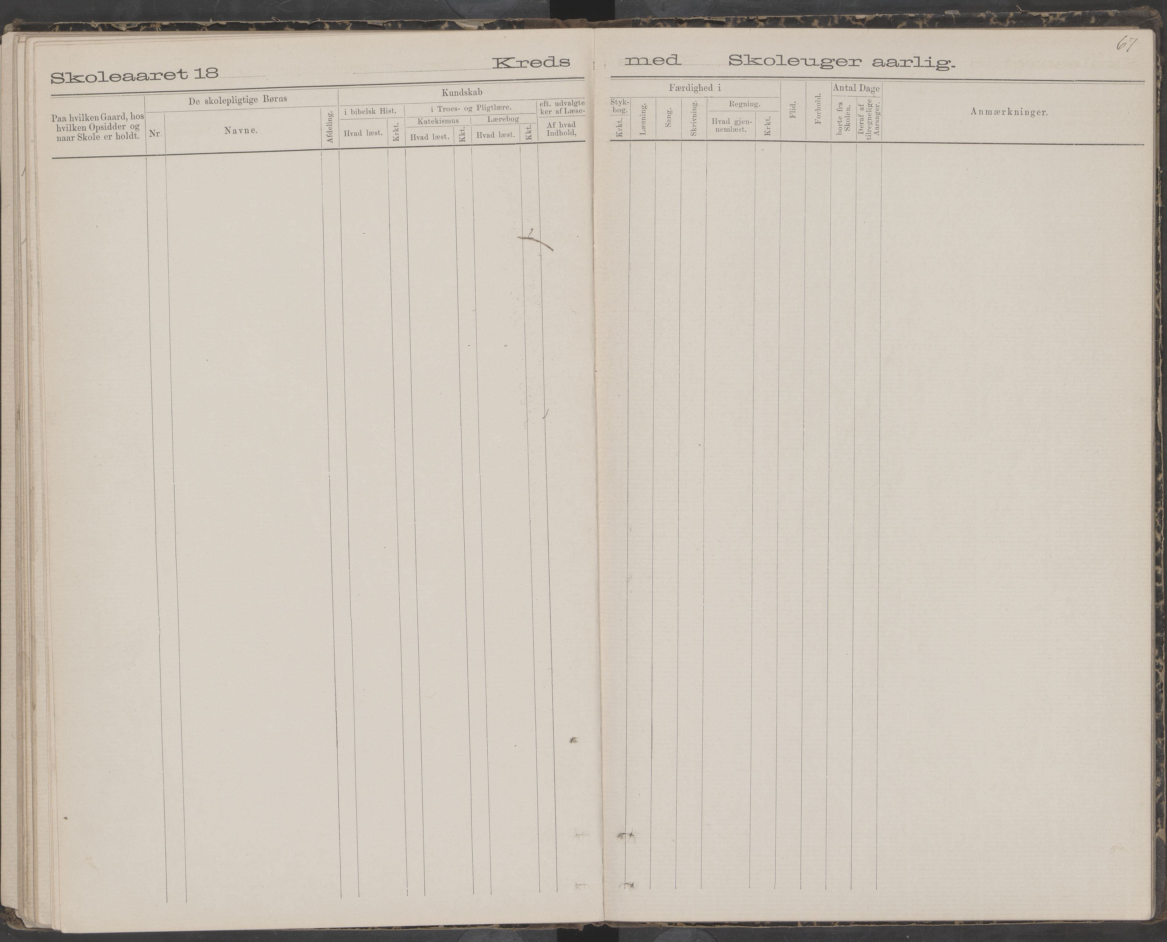 Dønna kommune. Snekkevik skolekrets, AIN/K-18270.510.07/442/L0002: Skoleprotokoll, 1888-1893