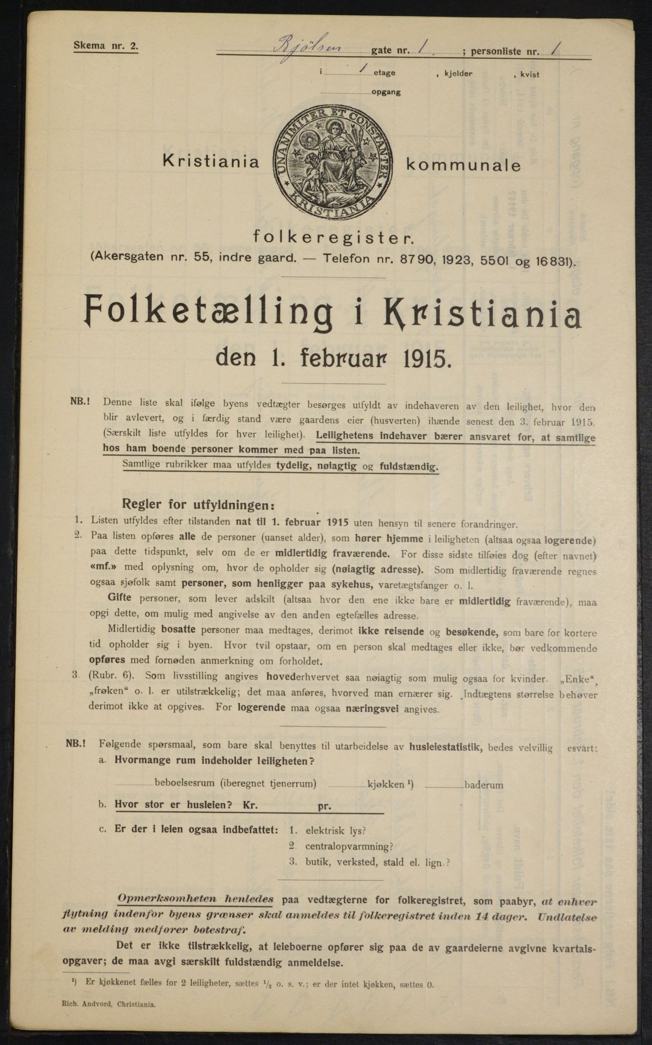 OBA, Kommunal folketelling 1.2.1915 for Kristiania, 1915, s. 6447