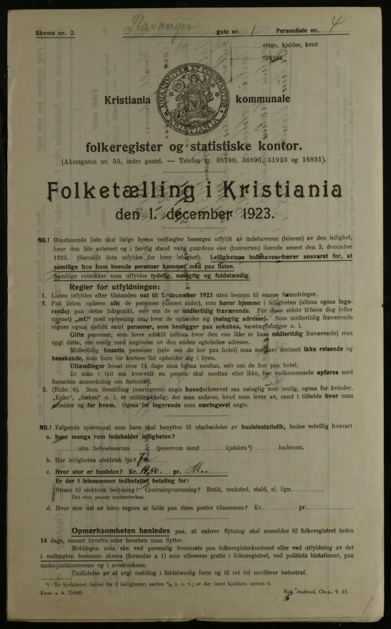 OBA, Kommunal folketelling 1.12.1923 for Kristiania, 1923, s. 111199