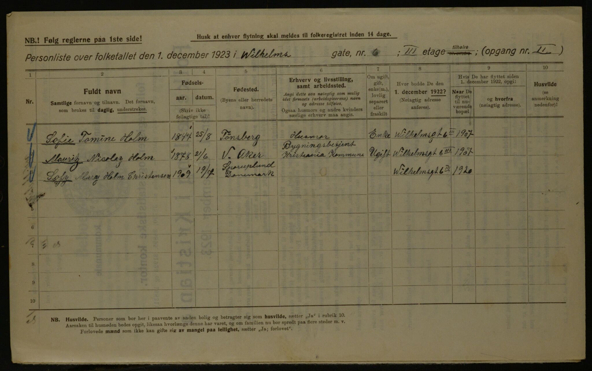 OBA, Kommunal folketelling 1.12.1923 for Kristiania, 1923, s. 141520