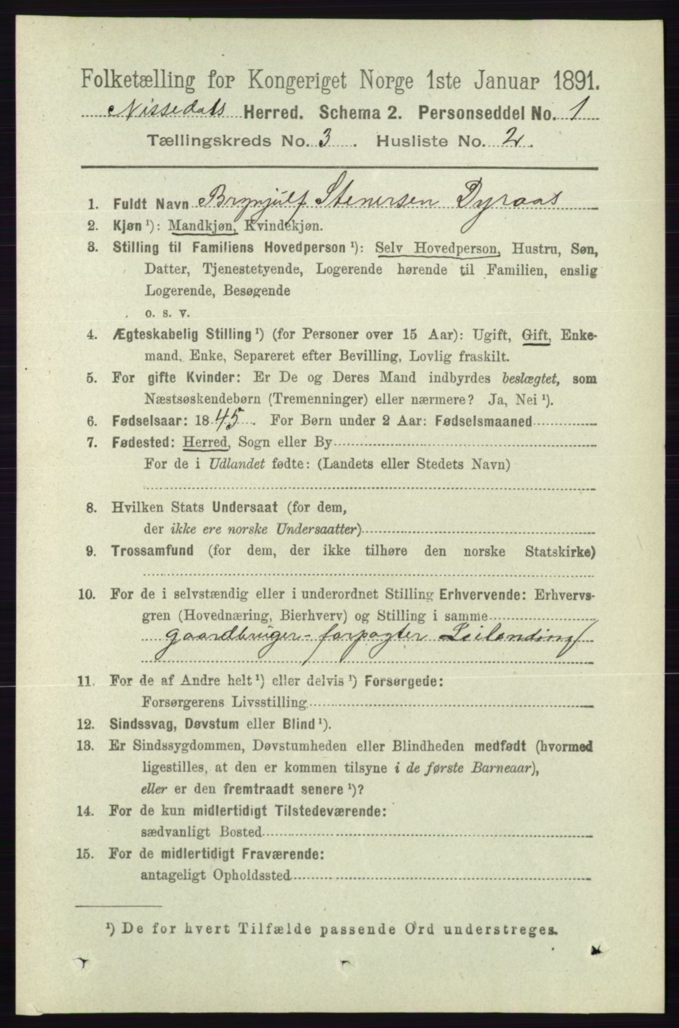 RA, Folketelling 1891 for 0830 Nissedal herred, 1891, s. 639