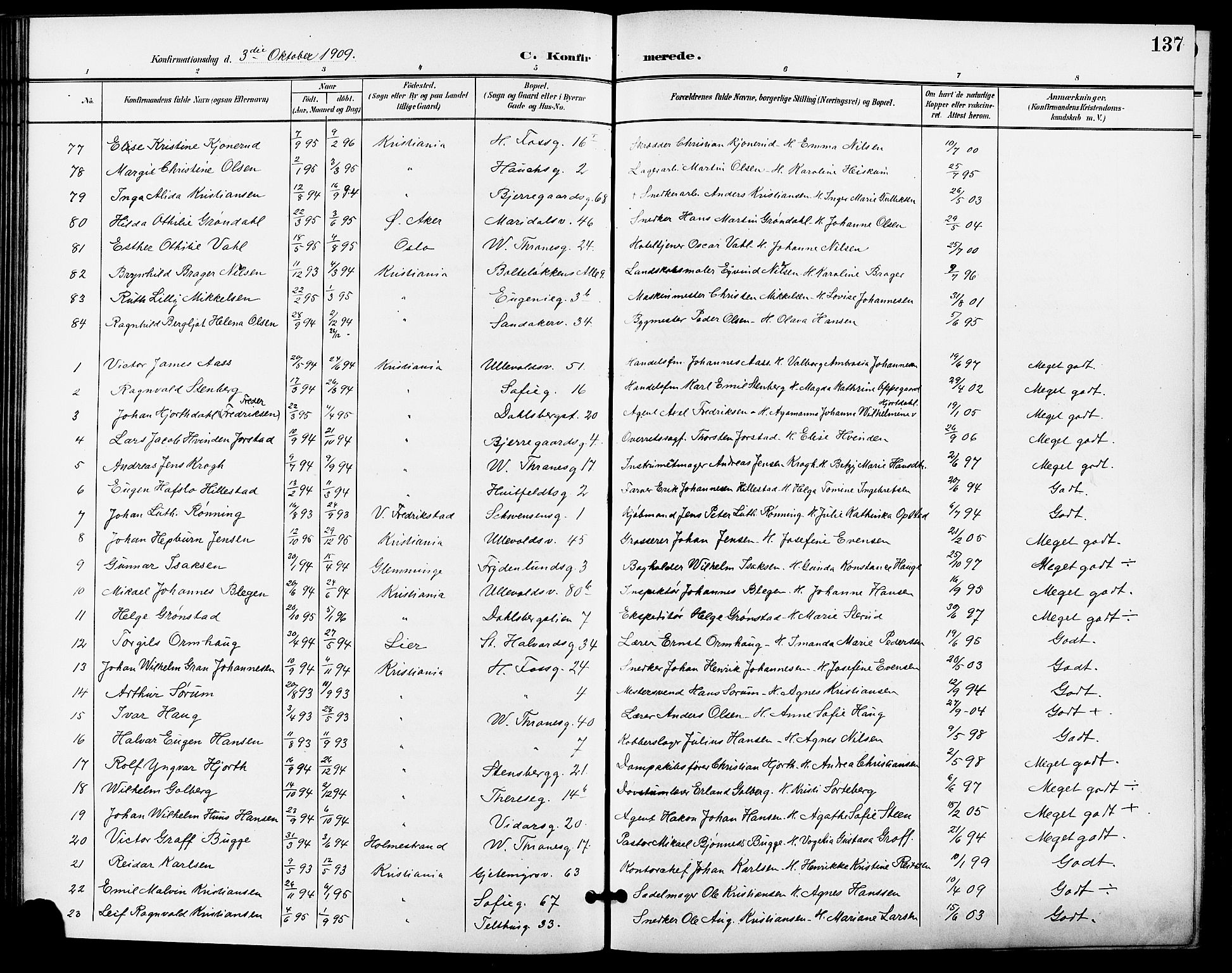 Gamle Aker prestekontor Kirkebøker, SAO/A-10617a/F/L0012: Ministerialbok nr. 12, 1898-1910, s. 137