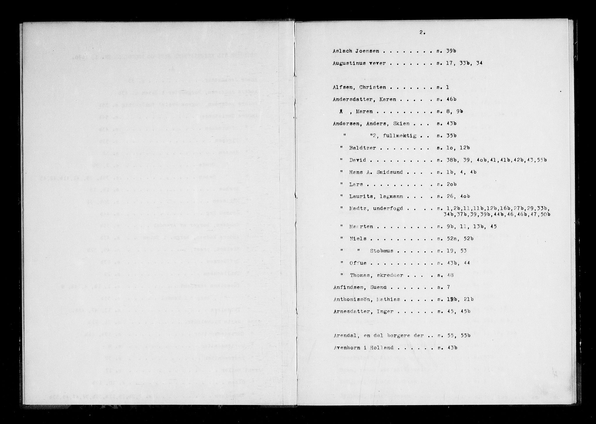 Kristiansand byrett, AV/SAK-1223-0001/F/Fa/L0002: Personregister til bytingsprotokoll nr. 1A, 1670