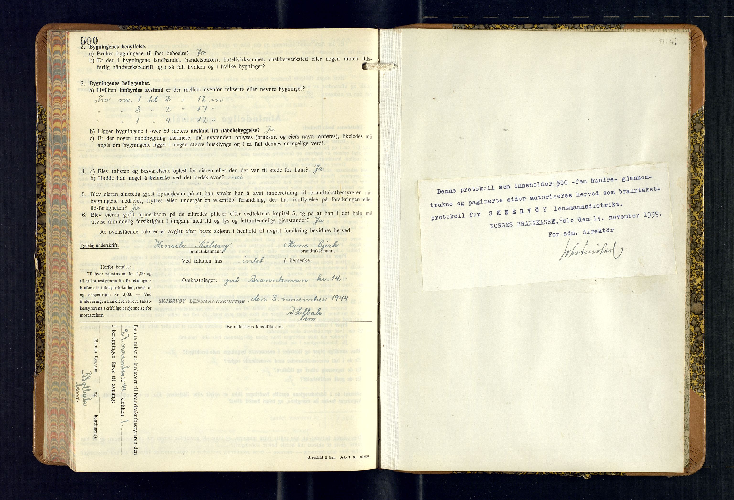 Skjervøy lensmannskontor, AV/SATØ-SATØ-63/F/Fu/Fub/L0268: Branntakstprotokoll (S), 1939-1944, s. 500-501