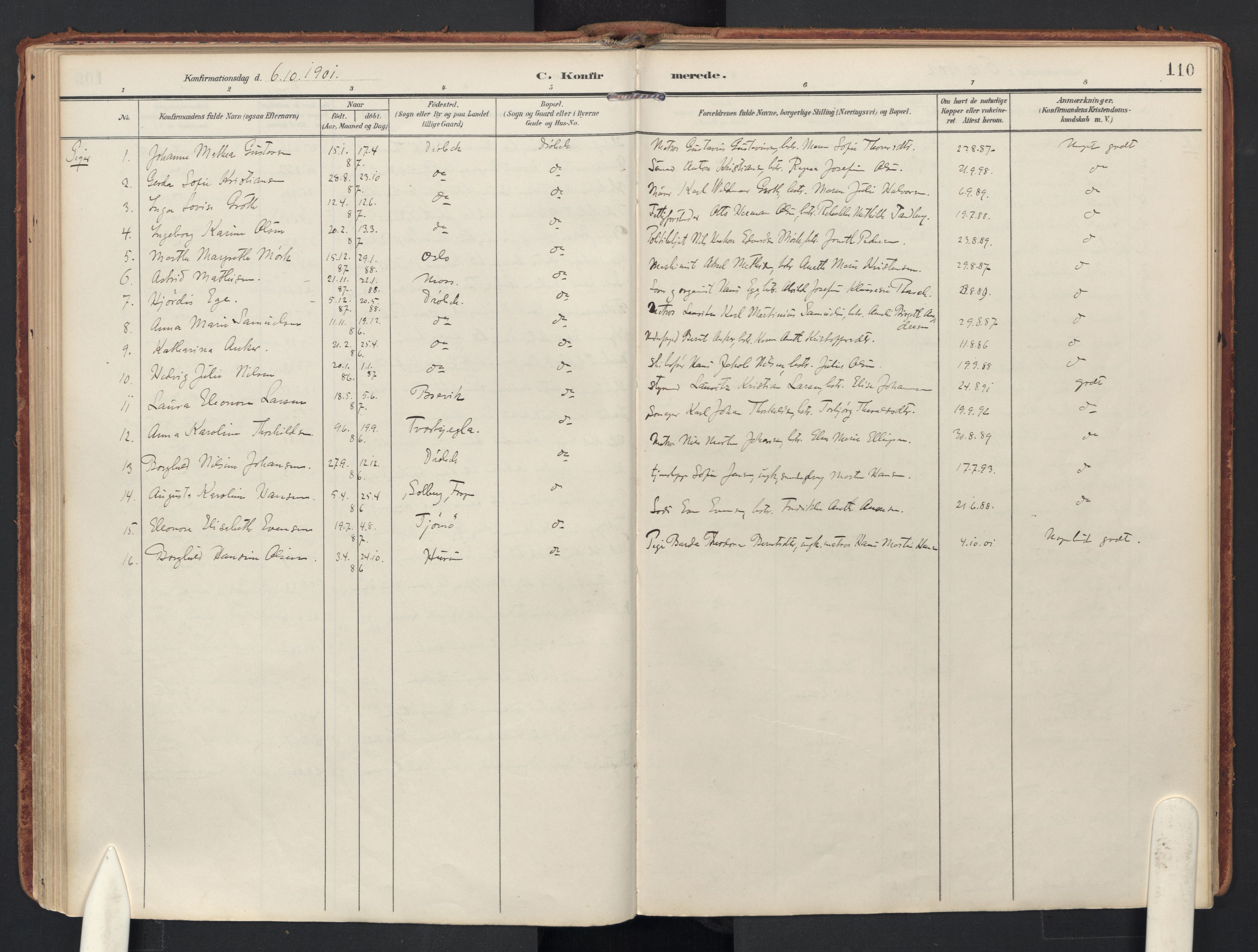 Drøbak prestekontor Kirkebøker, AV/SAO-A-10142a/F/Fb/L0003: Ministerialbok nr. II 3, 1897-1918, s. 110