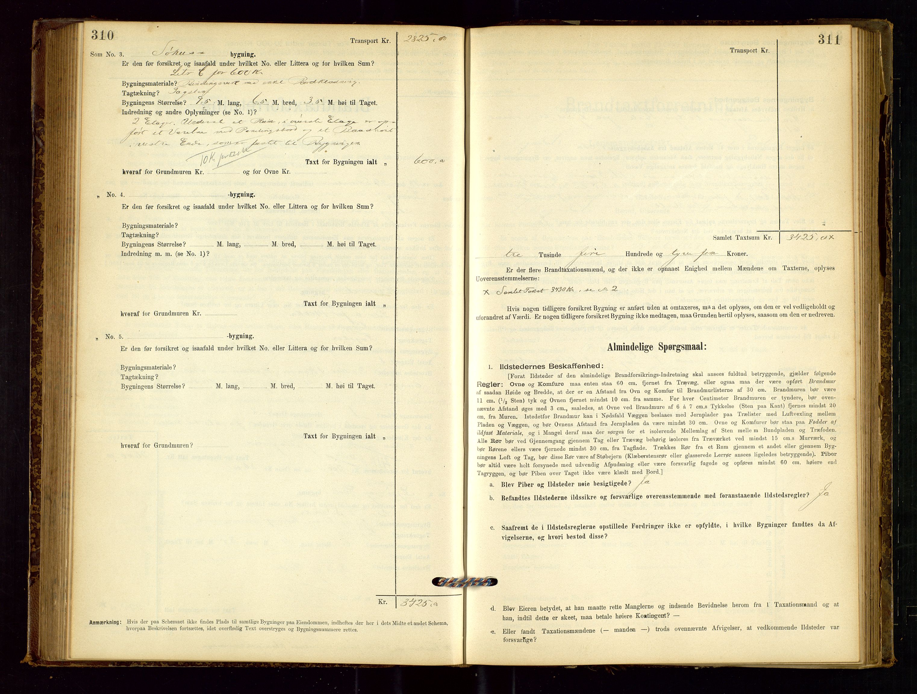 Sokndal lensmannskontor, AV/SAST-A-100417/Gob/L0001: "Brandtaxt-Protokol", 1895-1902, s. 310-311