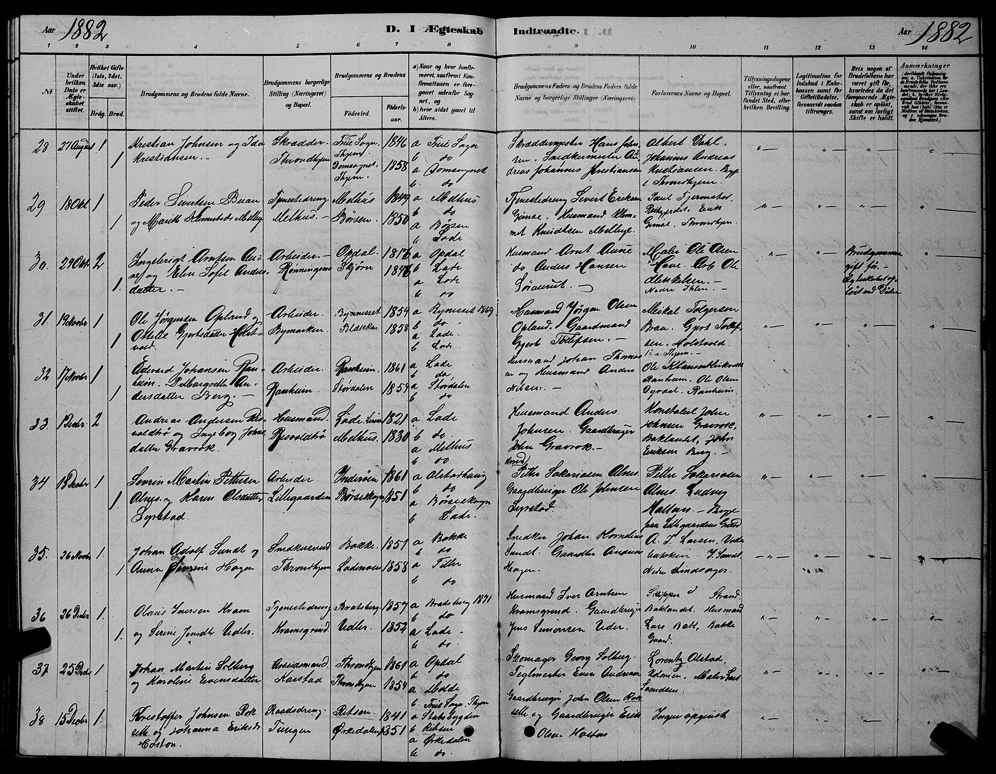 Ministerialprotokoller, klokkerbøker og fødselsregistre - Sør-Trøndelag, SAT/A-1456/606/L0312: Klokkerbok nr. 606C08, 1878-1894