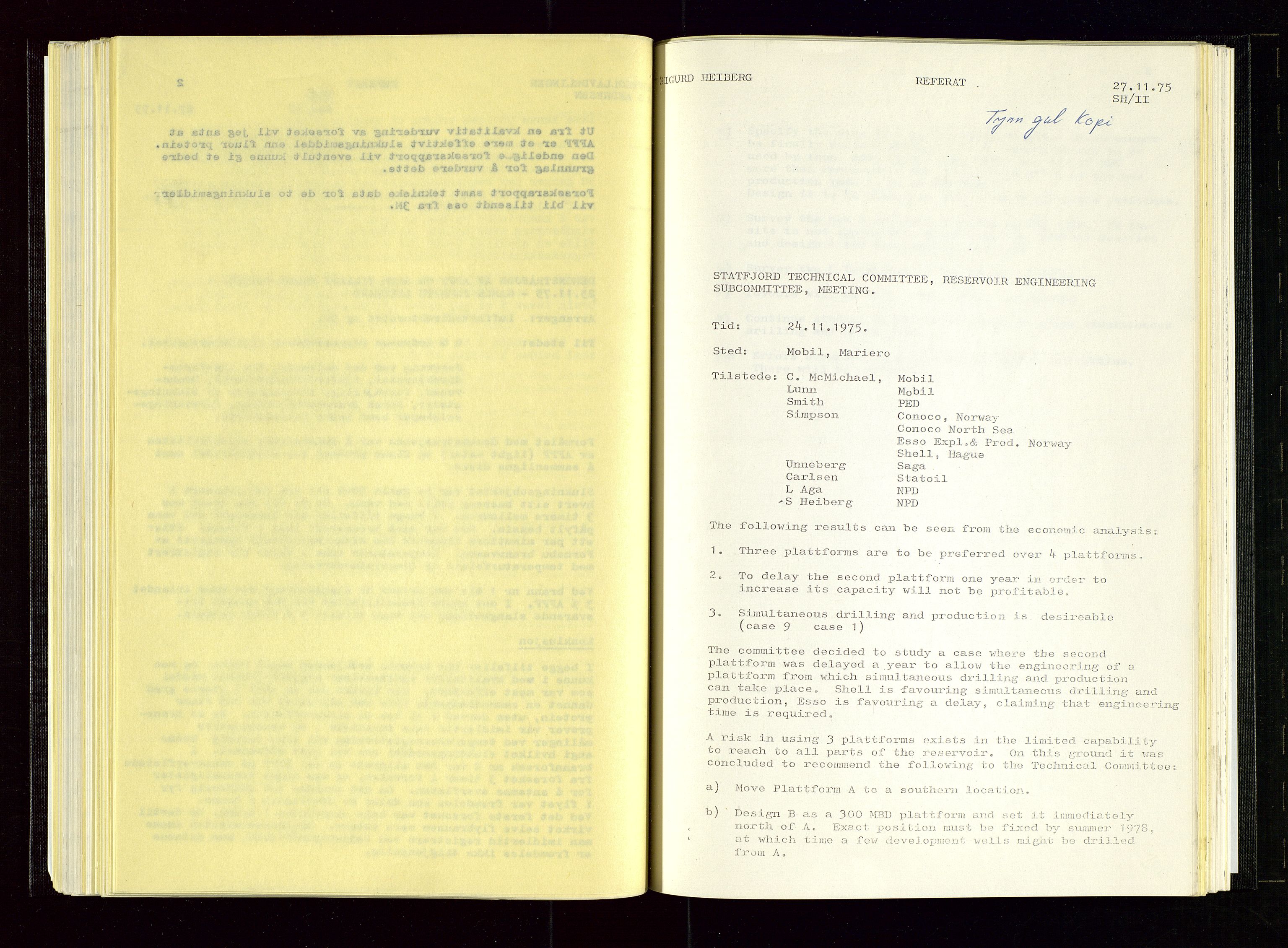 Oljedirektoratet, SAST/A-101366/Aa/L0007: Referatprotokoller, 1975