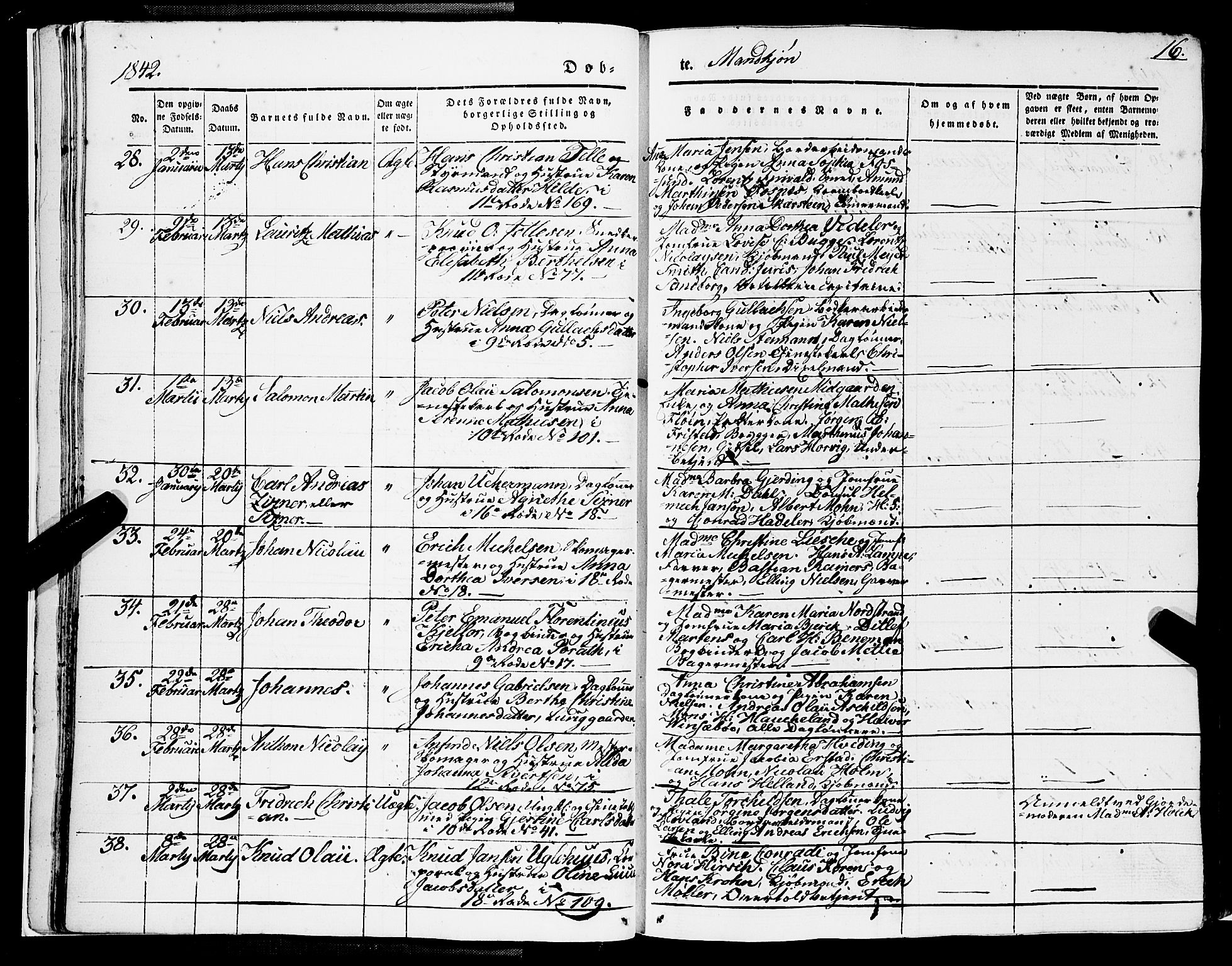 Domkirken sokneprestembete, AV/SAB-A-74801/H/Haa/L0019: Ministerialbok nr. B 2, 1841-1851, s. 16