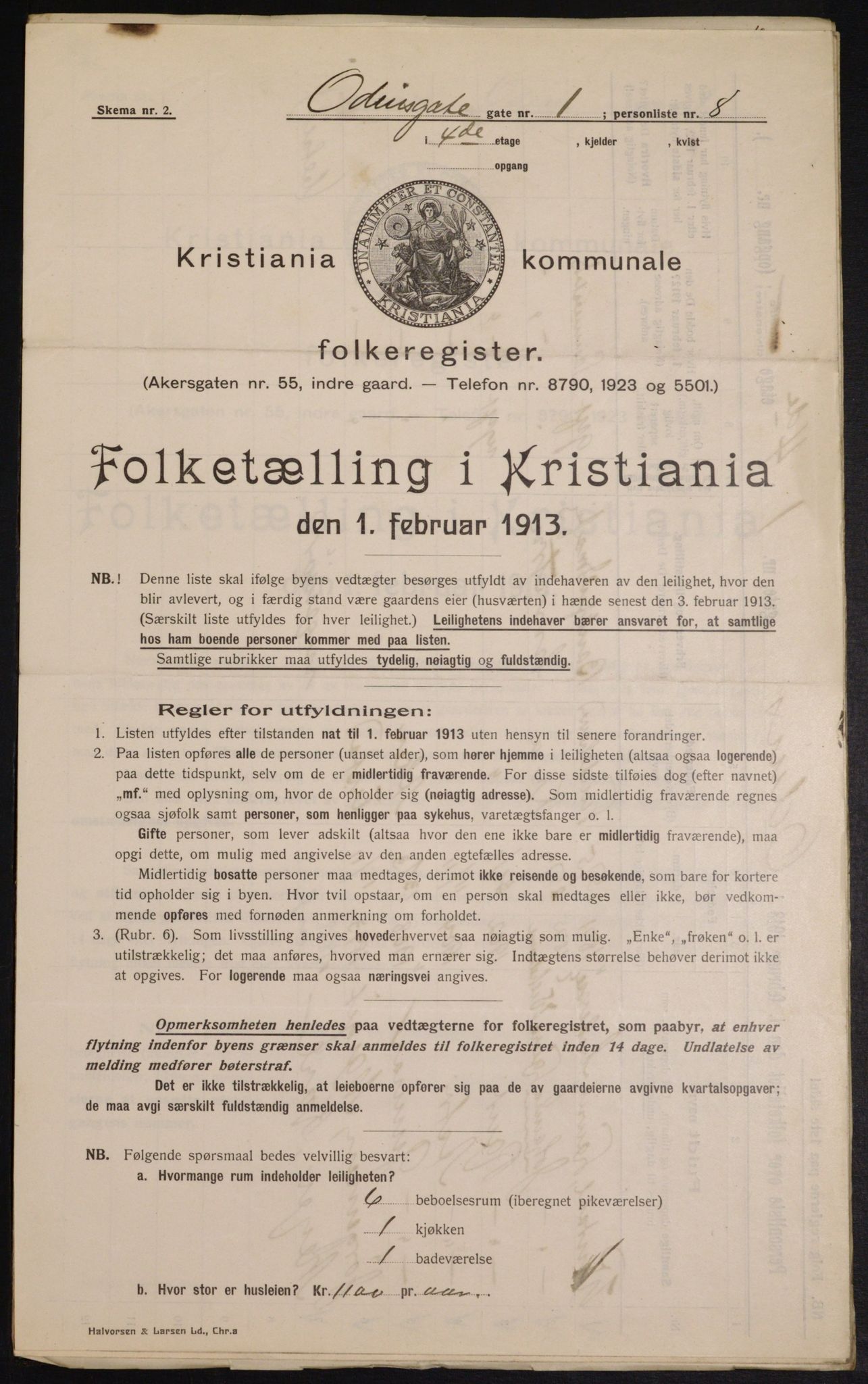 OBA, Kommunal folketelling 1.2.1913 for Kristiania, 1913, s. 74596