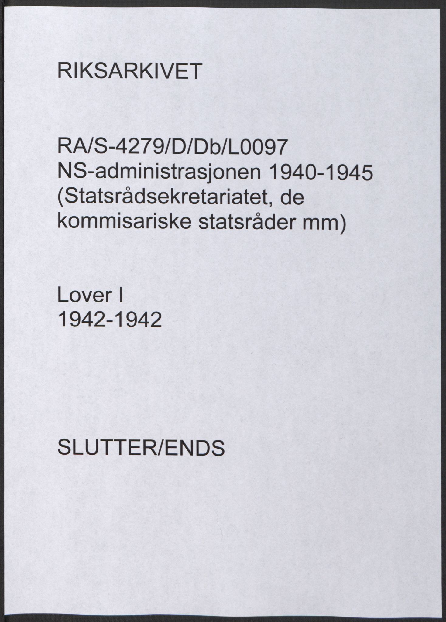 NS-administrasjonen 1940-1945 (Statsrådsekretariatet, de kommisariske statsråder mm), RA/S-4279/D/Db/L0097: Lover I, 1942, s. 358