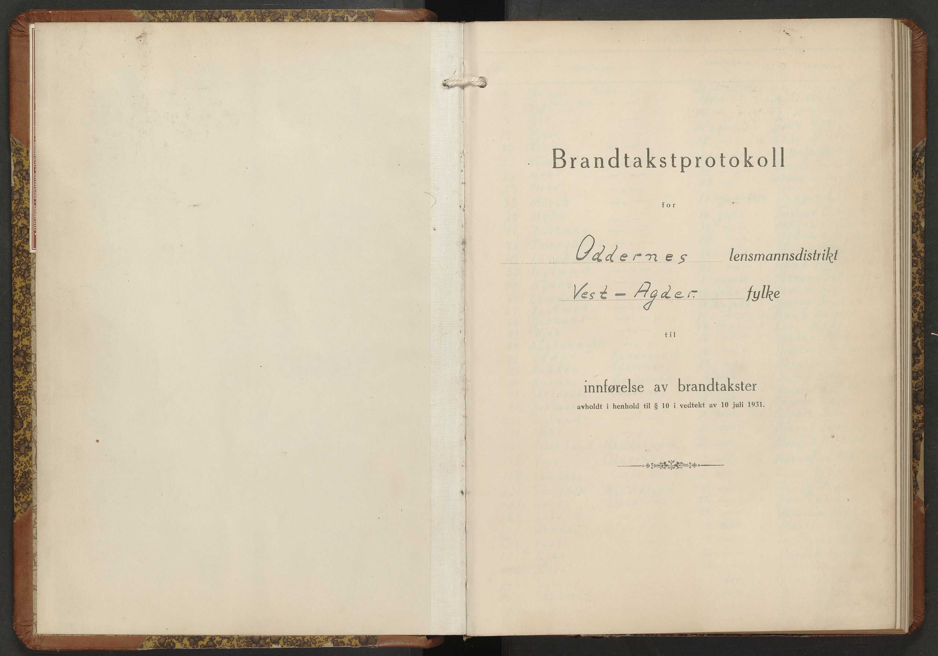 Norges Brannkasse Oddernes, AV/SAK-2241-0042/F/Fa/L0027: Branntakstprotokoll nr. 27, 1936-1939