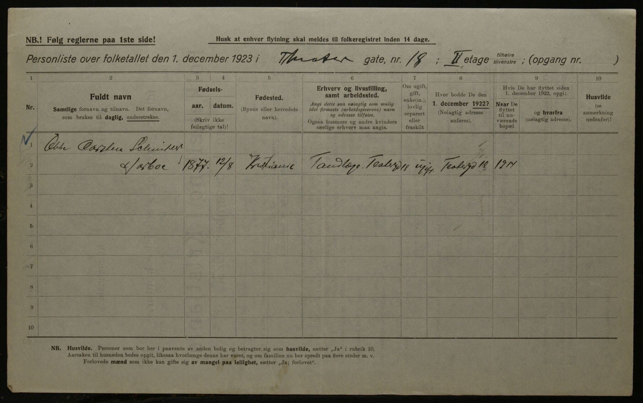 OBA, Kommunal folketelling 1.12.1923 for Kristiania, 1923, s. 118698