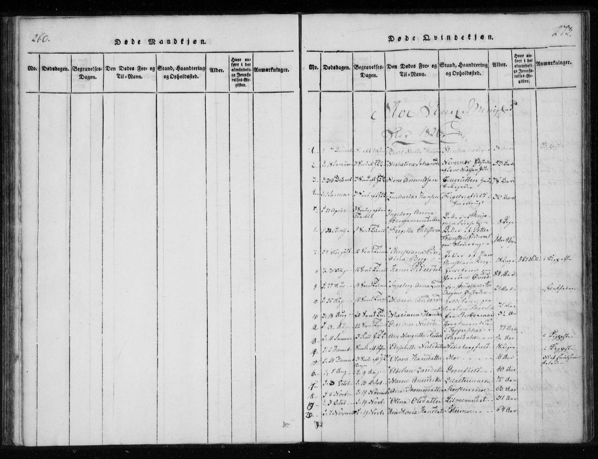 Ministerialprotokoller, klokkerbøker og fødselsregistre - Nordland, AV/SAT-A-1459/825/L0353: Ministerialbok nr. 825A07, 1820-1826, s. 272-273